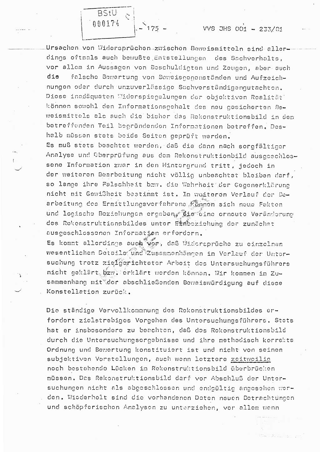 Dissertation Oberstleutnant Horst Zank (JHS), Oberstleutnant Dr. Karl-Heinz Knoblauch (JHS), Oberstleutnant Gustav-Adolf Kowalewski (HA Ⅸ), Oberstleutnant Wolfgang Plötner (HA Ⅸ), Ministerium für Staatssicherheit (MfS) [Deutsche Demokratische Republik (DDR)], Juristische Hochschule (JHS), Vertrauliche Verschlußsache (VVS) o001-233/81, Potsdam 1981, Blatt 175 (Diss. MfS DDR JHS VVS o001-233/81 1981, Bl. 175)