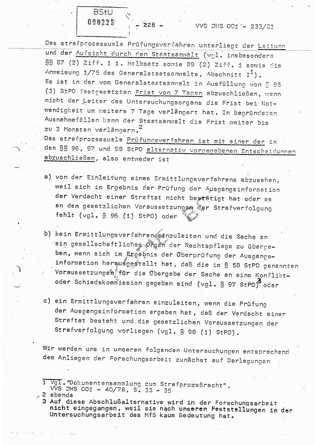 Dissertation Oberstleutnant Horst Zank (JHS), Oberstleutnant Dr. Karl-Heinz Knoblauch (JHS), Oberstleutnant Gustav-Adolf Kowalewski (HA Ⅸ), Oberstleutnant Wolfgang Plötner (HA Ⅸ), Ministerium für Staatssicherheit (MfS) [Deutsche Demokratische Republik (DDR)], Juristische Hochschule (JHS), Vertrauliche Verschlußsache (VVS) o001-233/81, Potsdam 1981, Blatt 228 (Diss. MfS DDR JHS VVS o001-233/81 1981, Bl. 228)