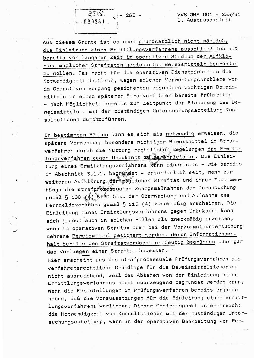 Dissertation Oberstleutnant Horst Zank (JHS), Oberstleutnant Dr. Karl-Heinz Knoblauch (JHS), Oberstleutnant Gustav-Adolf Kowalewski (HA Ⅸ), Oberstleutnant Wolfgang Plötner (HA Ⅸ), Ministerium für Staatssicherheit (MfS) [Deutsche Demokratische Republik (DDR)], Juristische Hochschule (JHS), Vertrauliche Verschlußsache (VVS) o001-233/81, Potsdam 1981, Blatt 263 (Diss. MfS DDR JHS VVS o001-233/81 1981, Bl. 263)