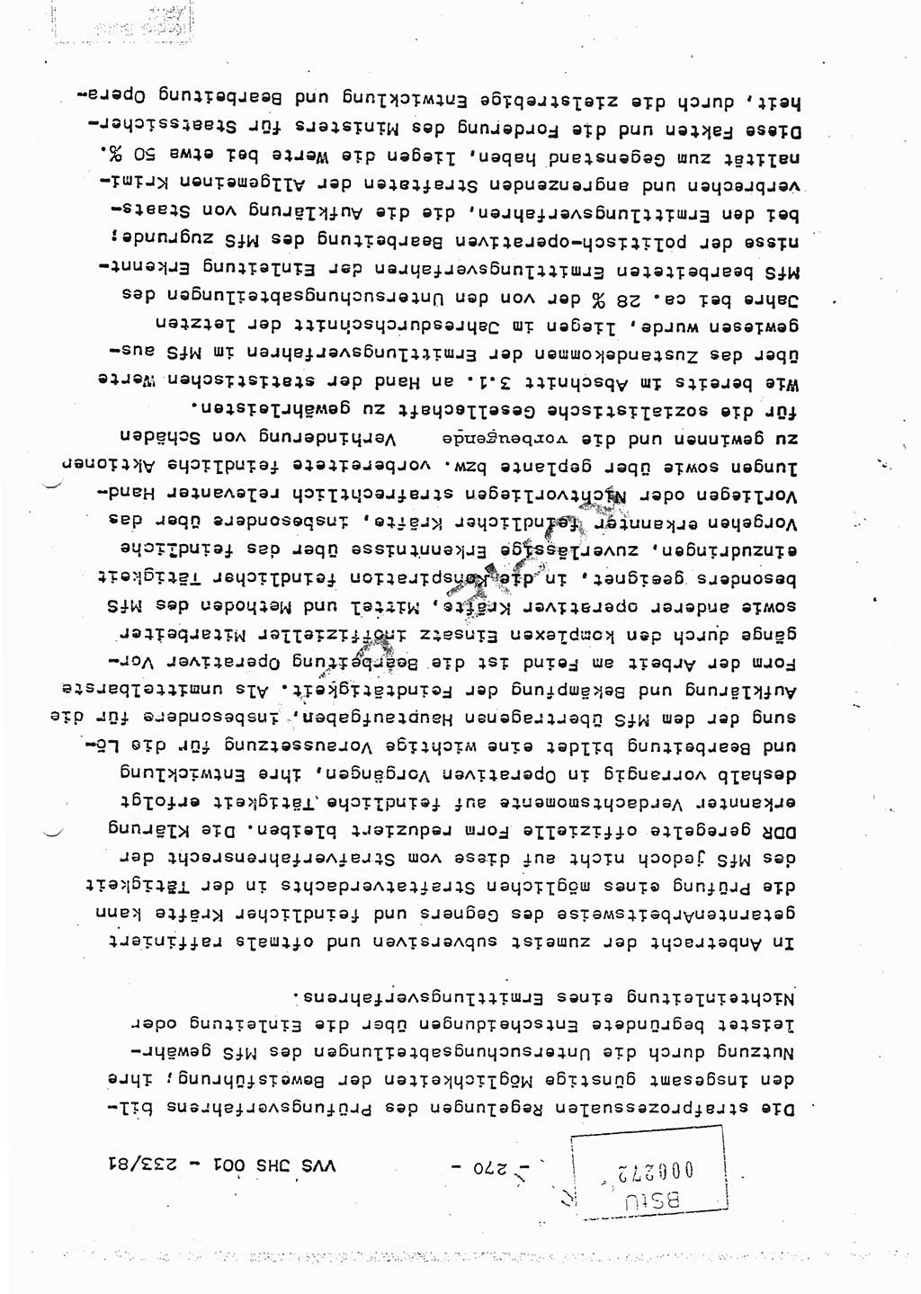 Dissertation Oberstleutnant Horst Zank (JHS), Oberstleutnant Dr. Karl-Heinz Knoblauch (JHS), Oberstleutnant Gustav-Adolf Kowalewski (HA Ⅸ), Oberstleutnant Wolfgang Plötner (HA Ⅸ), Ministerium für Staatssicherheit (MfS) [Deutsche Demokratische Republik (DDR)], Juristische Hochschule (JHS), Vertrauliche Verschlußsache (VVS) o001-233/81, Potsdam 1981, Blatt 270 (Diss. MfS DDR JHS VVS o001-233/81 1981, Bl. 270)