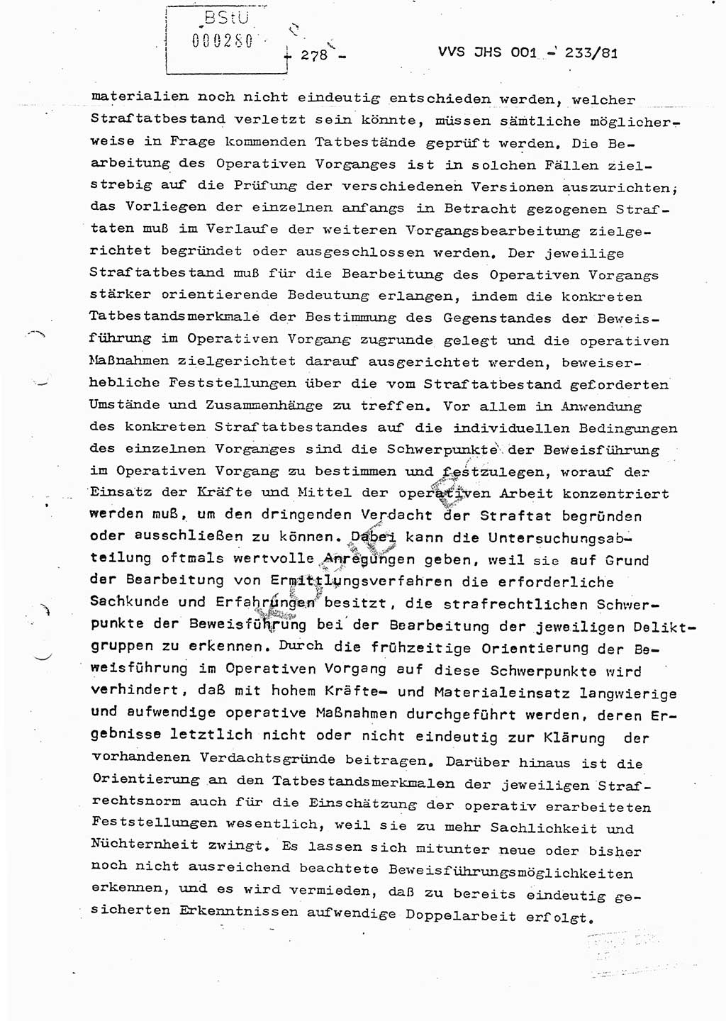 Dissertation Oberstleutnant Horst Zank (JHS), Oberstleutnant Dr. Karl-Heinz Knoblauch (JHS), Oberstleutnant Gustav-Adolf Kowalewski (HA Ⅸ), Oberstleutnant Wolfgang Plötner (HA Ⅸ), Ministerium für Staatssicherheit (MfS) [Deutsche Demokratische Republik (DDR)], Juristische Hochschule (JHS), Vertrauliche Verschlußsache (VVS) o001-233/81, Potsdam 1981, Blatt 278 (Diss. MfS DDR JHS VVS o001-233/81 1981, Bl. 278)