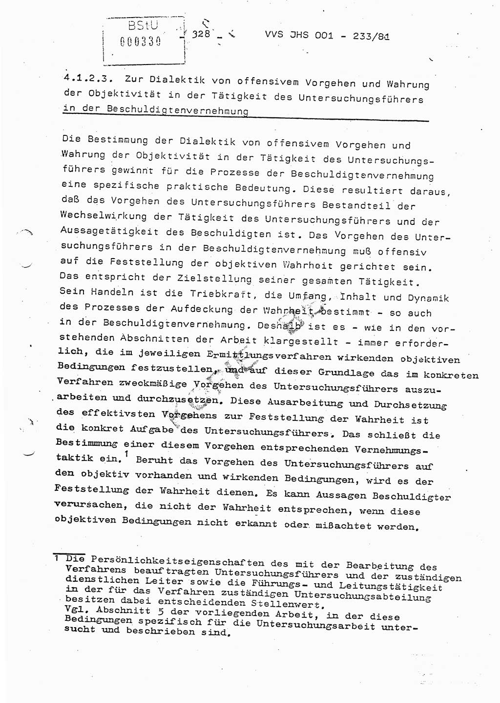 Dissertation Oberstleutnant Horst Zank (JHS), Oberstleutnant Dr. Karl-Heinz Knoblauch (JHS), Oberstleutnant Gustav-Adolf Kowalewski (HA Ⅸ), Oberstleutnant Wolfgang Plötner (HA Ⅸ), Ministerium für Staatssicherheit (MfS) [Deutsche Demokratische Republik (DDR)], Juristische Hochschule (JHS), Vertrauliche Verschlußsache (VVS) o001-233/81, Potsdam 1981, Blatt 328 (Diss. MfS DDR JHS VVS o001-233/81 1981, Bl. 328)