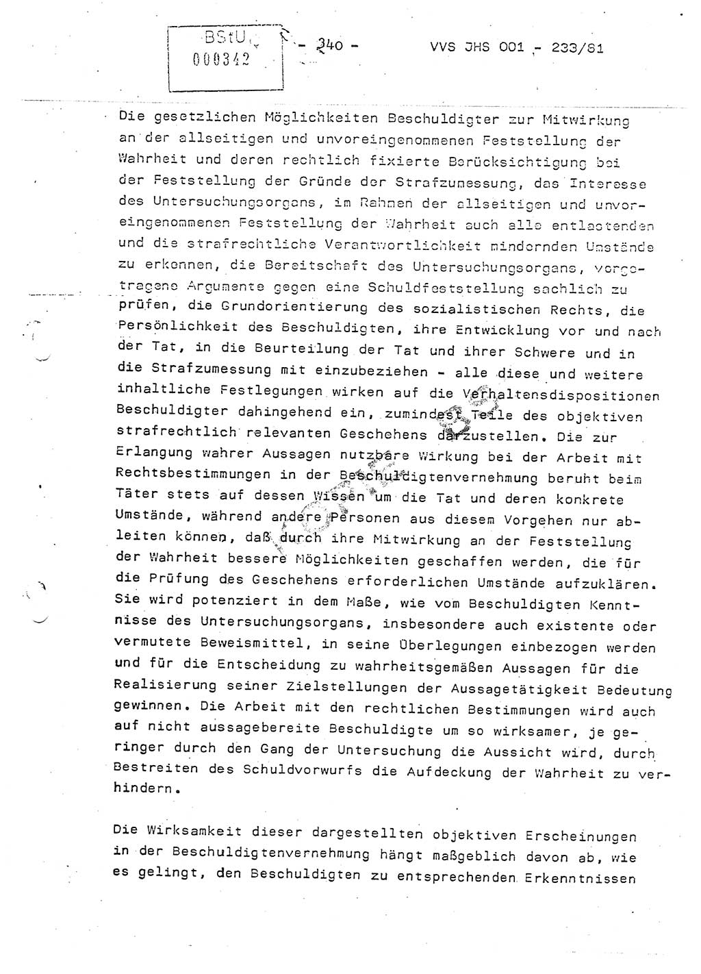 Dissertation Oberstleutnant Horst Zank (JHS), Oberstleutnant Dr. Karl-Heinz Knoblauch (JHS), Oberstleutnant Gustav-Adolf Kowalewski (HA Ⅸ), Oberstleutnant Wolfgang Plötner (HA Ⅸ), Ministerium für Staatssicherheit (MfS) [Deutsche Demokratische Republik (DDR)], Juristische Hochschule (JHS), Vertrauliche Verschlußsache (VVS) o001-233/81, Potsdam 1981, Blatt 340 (Diss. MfS DDR JHS VVS o001-233/81 1981, Bl. 340)