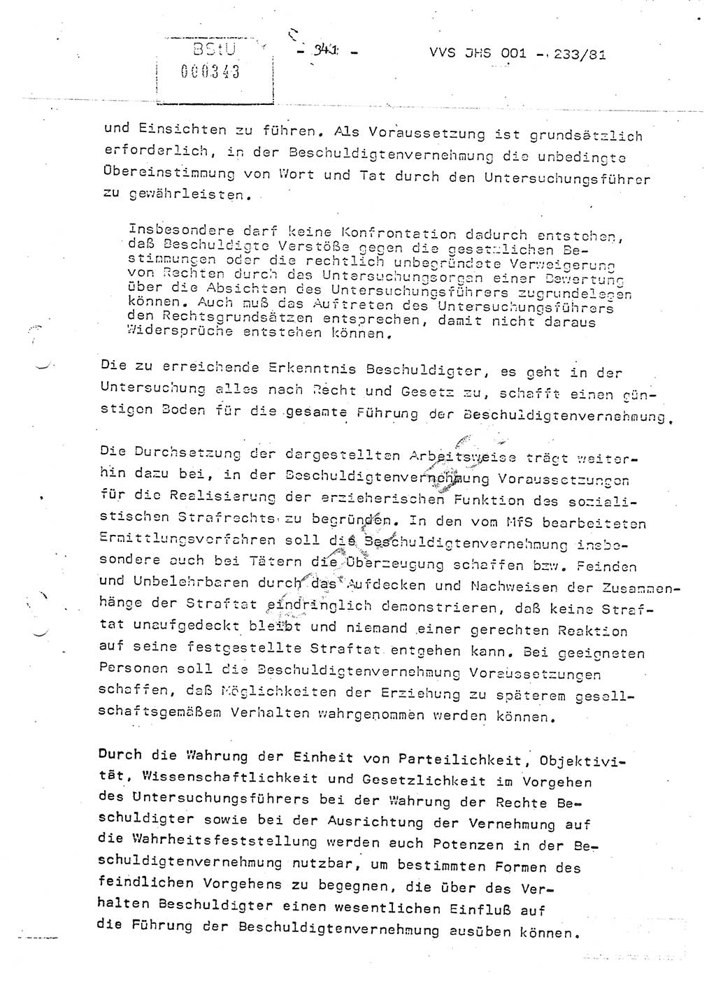 Dissertation Oberstleutnant Horst Zank (JHS), Oberstleutnant Dr. Karl-Heinz Knoblauch (JHS), Oberstleutnant Gustav-Adolf Kowalewski (HA Ⅸ), Oberstleutnant Wolfgang Plötner (HA Ⅸ), Ministerium für Staatssicherheit (MfS) [Deutsche Demokratische Republik (DDR)], Juristische Hochschule (JHS), Vertrauliche Verschlußsache (VVS) o001-233/81, Potsdam 1981, Blatt 341 (Diss. MfS DDR JHS VVS o001-233/81 1981, Bl. 341)