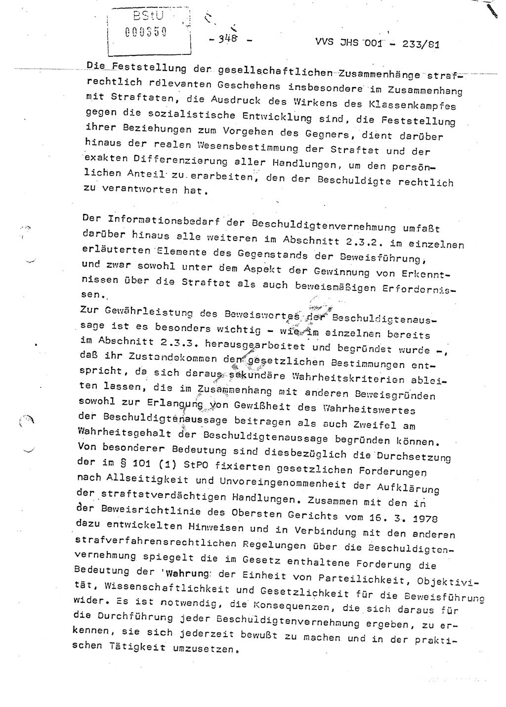 Dissertation Oberstleutnant Horst Zank (JHS), Oberstleutnant Dr. Karl-Heinz Knoblauch (JHS), Oberstleutnant Gustav-Adolf Kowalewski (HA Ⅸ), Oberstleutnant Wolfgang Plötner (HA Ⅸ), Ministerium für Staatssicherheit (MfS) [Deutsche Demokratische Republik (DDR)], Juristische Hochschule (JHS), Vertrauliche Verschlußsache (VVS) o001-233/81, Potsdam 1981, Blatt 348 (Diss. MfS DDR JHS VVS o001-233/81 1981, Bl. 348)