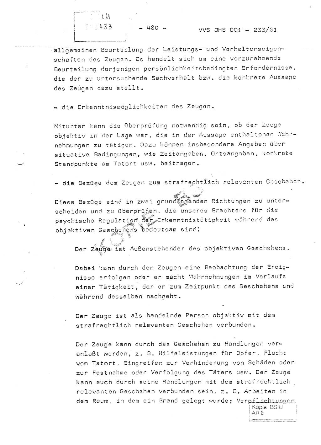 Dissertation Oberstleutnant Horst Zank (JHS), Oberstleutnant Dr. Karl-Heinz Knoblauch (JHS), Oberstleutnant Gustav-Adolf Kowalewski (HA Ⅸ), Oberstleutnant Wolfgang Plötner (HA Ⅸ), Ministerium für Staatssicherheit (MfS) [Deutsche Demokratische Republik (DDR)], Juristische Hochschule (JHS), Vertrauliche Verschlußsache (VVS) o001-233/81, Potsdam 1981, Blatt 480 (Diss. MfS DDR JHS VVS o001-233/81 1981, Bl. 480)