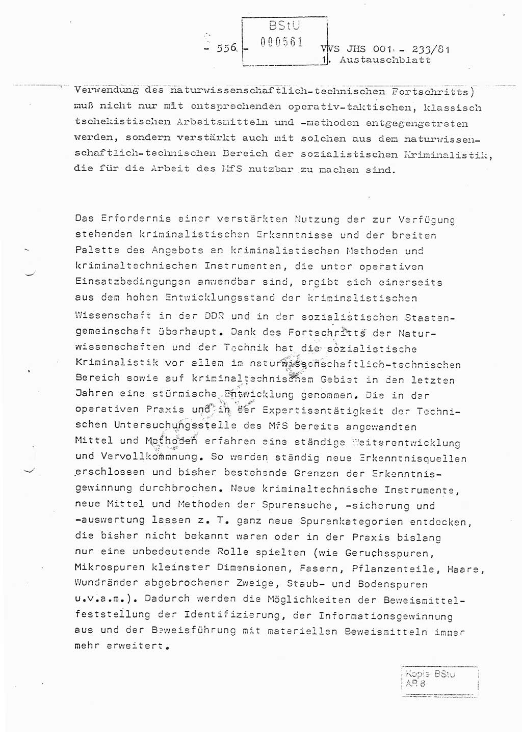 Dissertation Oberstleutnant Horst Zank (JHS), Oberstleutnant Dr. Karl-Heinz Knoblauch (JHS), Oberstleutnant Gustav-Adolf Kowalewski (HA Ⅸ), Oberstleutnant Wolfgang Plötner (HA Ⅸ), Ministerium für Staatssicherheit (MfS) [Deutsche Demokratische Republik (DDR)], Juristische Hochschule (JHS), Vertrauliche Verschlußsache (VVS) o001-233/81, Potsdam 1981, Blatt 556 (Diss. MfS DDR JHS VVS o001-233/81 1981, Bl. 556)
