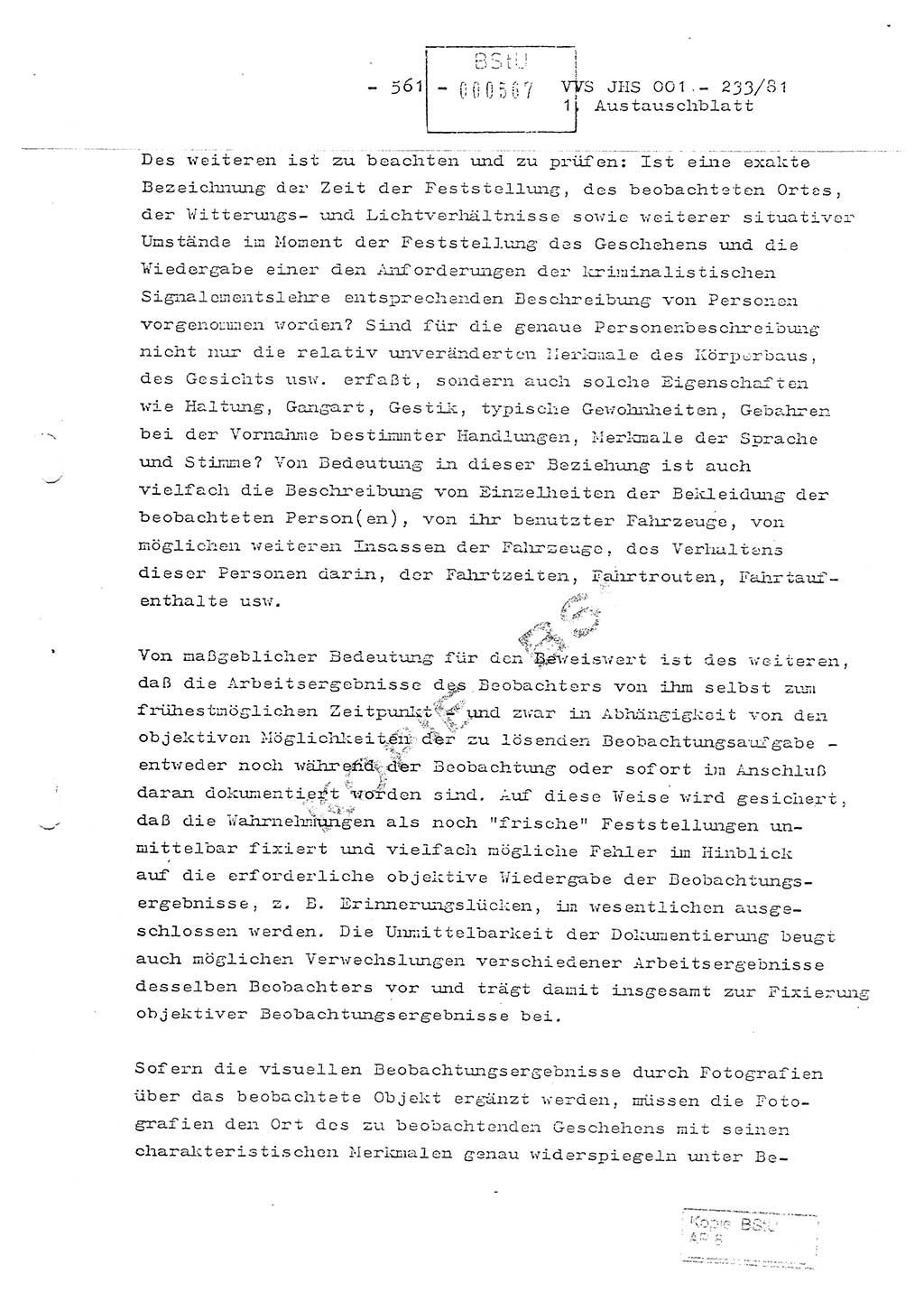 Dissertation Oberstleutnant Horst Zank (JHS), Oberstleutnant Dr. Karl-Heinz Knoblauch (JHS), Oberstleutnant Gustav-Adolf Kowalewski (HA Ⅸ), Oberstleutnant Wolfgang Plötner (HA Ⅸ), Ministerium für Staatssicherheit (MfS) [Deutsche Demokratische Republik (DDR)], Juristische Hochschule (JHS), Vertrauliche Verschlußsache (VVS) o001-233/81, Potsdam 1981, Blatt 561 (Diss. MfS DDR JHS VVS o001-233/81 1981, Bl. 561)