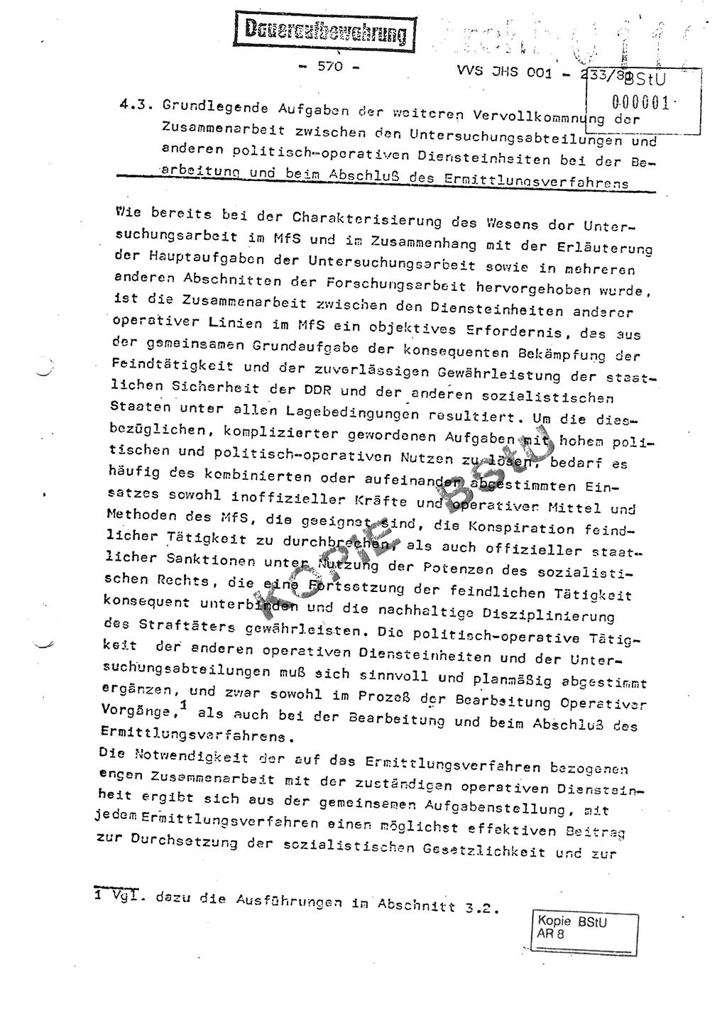 Dissertation Oberstleutnant Horst Zank (JHS), Oberstleutnant Dr. Karl-Heinz Knoblauch (JHS), Oberstleutnant Gustav-Adolf Kowalewski (HA Ⅸ), Oberstleutnant Wolfgang Plötner (HA Ⅸ), Ministerium für Staatssicherheit (MfS) [Deutsche Demokratische Republik (DDR)], Juristische Hochschule (JHS), Vertrauliche Verschlußsache (VVS) o001-233/81, Potsdam 1981, Blatt 570 (Diss. MfS DDR JHS VVS o001-233/81 1981, Bl. 570)