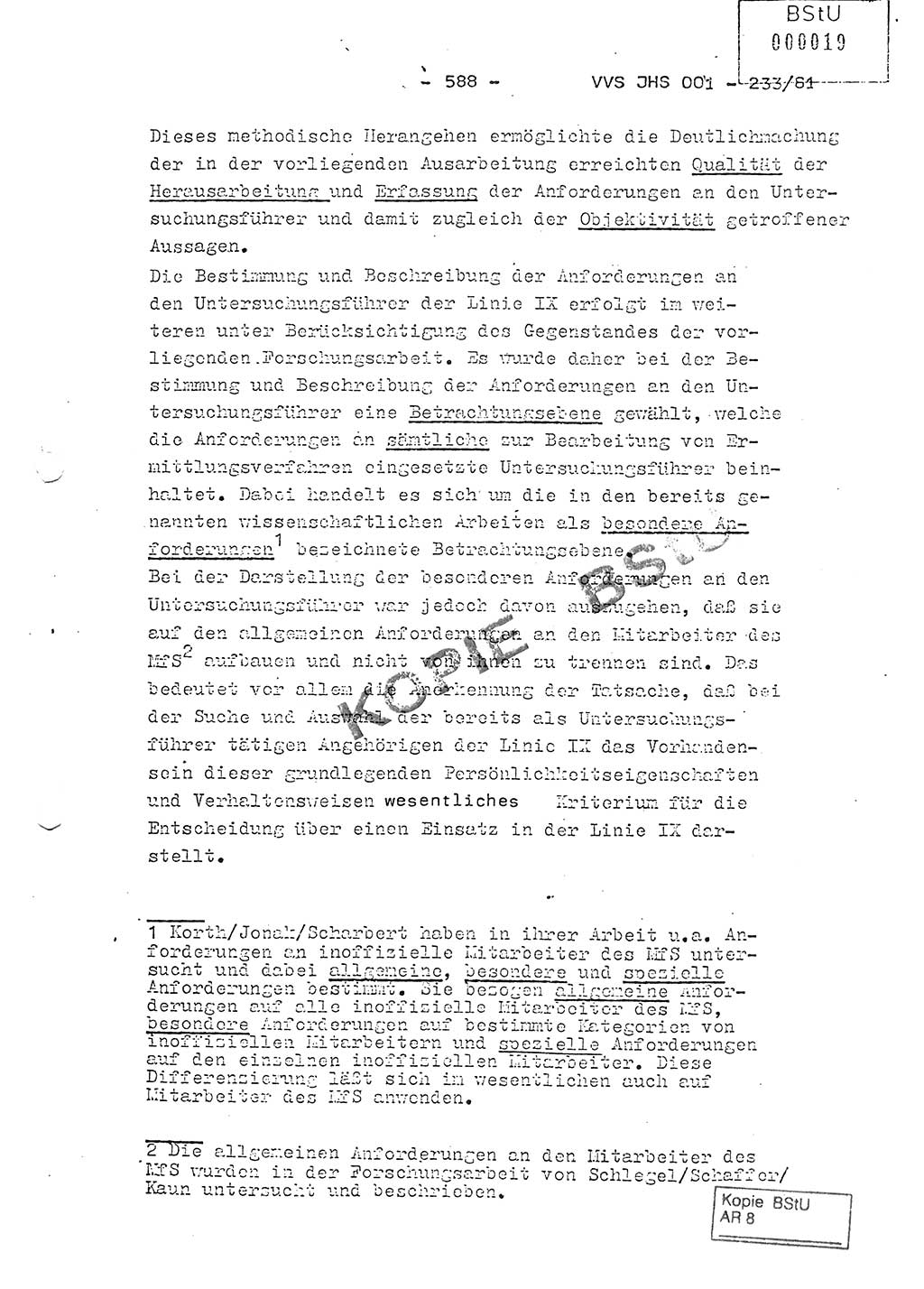 Dissertation Oberstleutnant Horst Zank (JHS), Oberstleutnant Dr. Karl-Heinz Knoblauch (JHS), Oberstleutnant Gustav-Adolf Kowalewski (HA Ⅸ), Oberstleutnant Wolfgang Plötner (HA Ⅸ), Ministerium für Staatssicherheit (MfS) [Deutsche Demokratische Republik (DDR)], Juristische Hochschule (JHS), Vertrauliche Verschlußsache (VVS) o001-233/81, Potsdam 1981, Blatt 588 (Diss. MfS DDR JHS VVS o001-233/81 1981, Bl. 588)