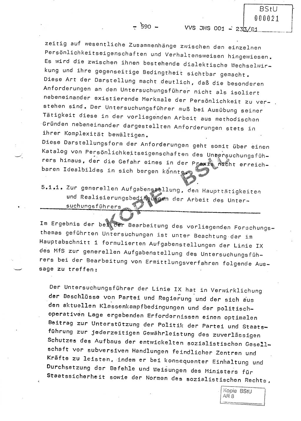 Dissertation Oberstleutnant Horst Zank (JHS), Oberstleutnant Dr. Karl-Heinz Knoblauch (JHS), Oberstleutnant Gustav-Adolf Kowalewski (HA Ⅸ), Oberstleutnant Wolfgang Plötner (HA Ⅸ), Ministerium für Staatssicherheit (MfS) [Deutsche Demokratische Republik (DDR)], Juristische Hochschule (JHS), Vertrauliche Verschlußsache (VVS) o001-233/81, Potsdam 1981, Blatt 590 (Diss. MfS DDR JHS VVS o001-233/81 1981, Bl. 590)
