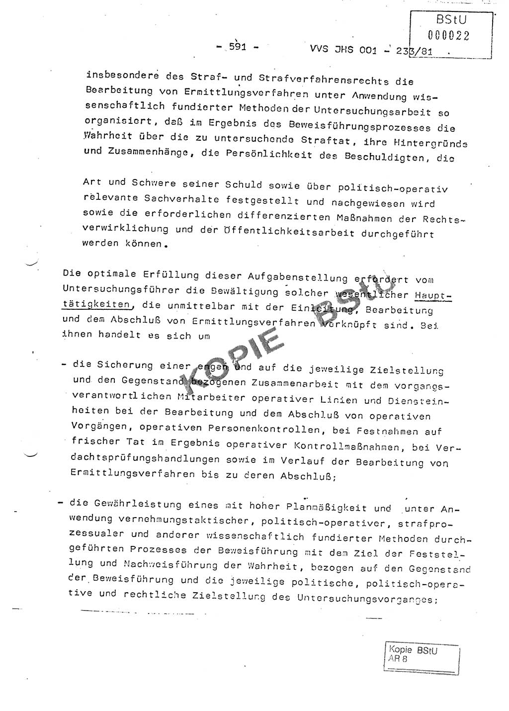 Dissertation Oberstleutnant Horst Zank (JHS), Oberstleutnant Dr. Karl-Heinz Knoblauch (JHS), Oberstleutnant Gustav-Adolf Kowalewski (HA Ⅸ), Oberstleutnant Wolfgang Plötner (HA Ⅸ), Ministerium für Staatssicherheit (MfS) [Deutsche Demokratische Republik (DDR)], Juristische Hochschule (JHS), Vertrauliche Verschlußsache (VVS) o001-233/81, Potsdam 1981, Blatt 591 (Diss. MfS DDR JHS VVS o001-233/81 1981, Bl. 591)