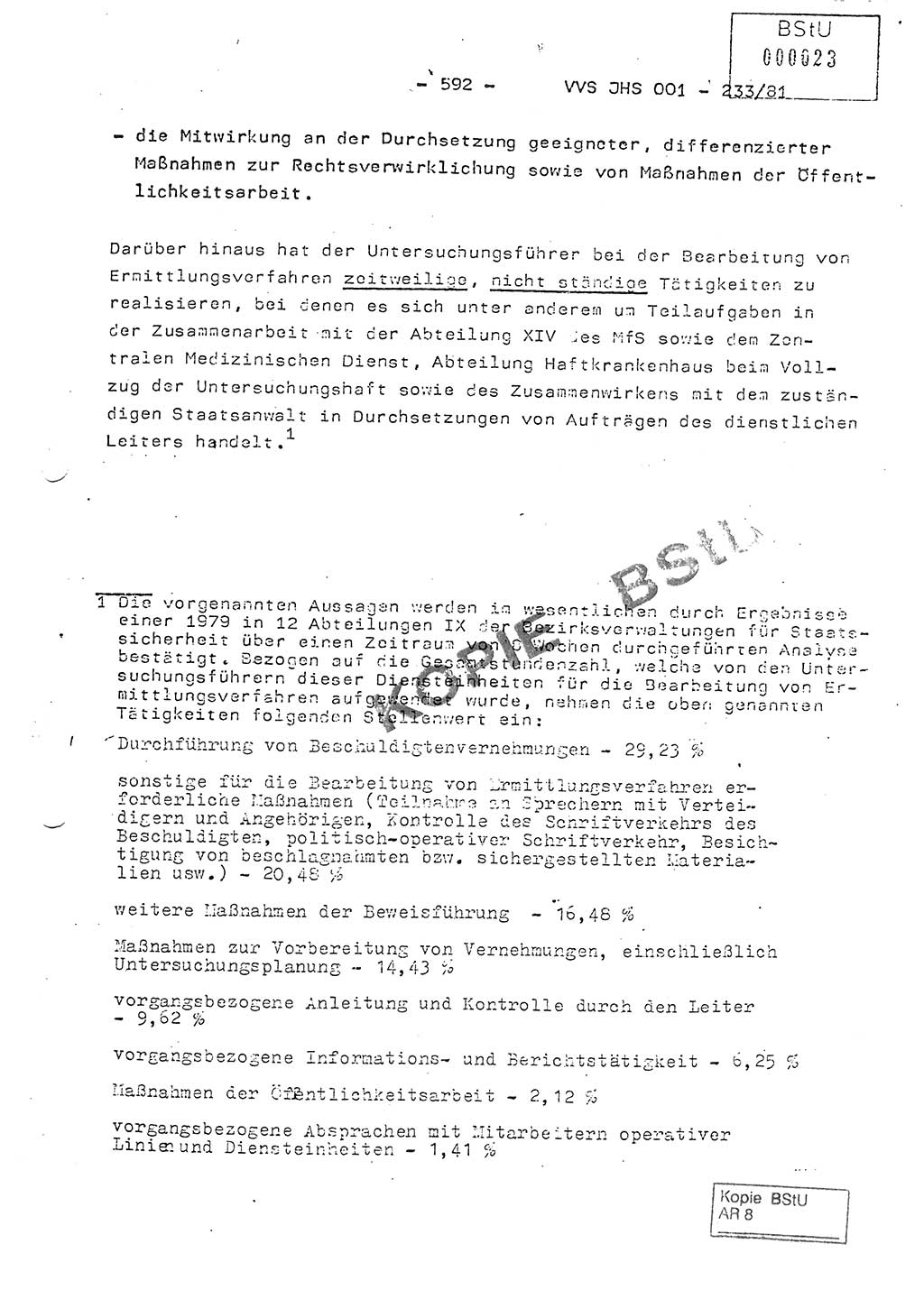 Dissertation Oberstleutnant Horst Zank (JHS), Oberstleutnant Dr. Karl-Heinz Knoblauch (JHS), Oberstleutnant Gustav-Adolf Kowalewski (HA Ⅸ), Oberstleutnant Wolfgang Plötner (HA Ⅸ), Ministerium für Staatssicherheit (MfS) [Deutsche Demokratische Republik (DDR)], Juristische Hochschule (JHS), Vertrauliche Verschlußsache (VVS) o001-233/81, Potsdam 1981, Blatt 592 (Diss. MfS DDR JHS VVS o001-233/81 1981, Bl. 592)