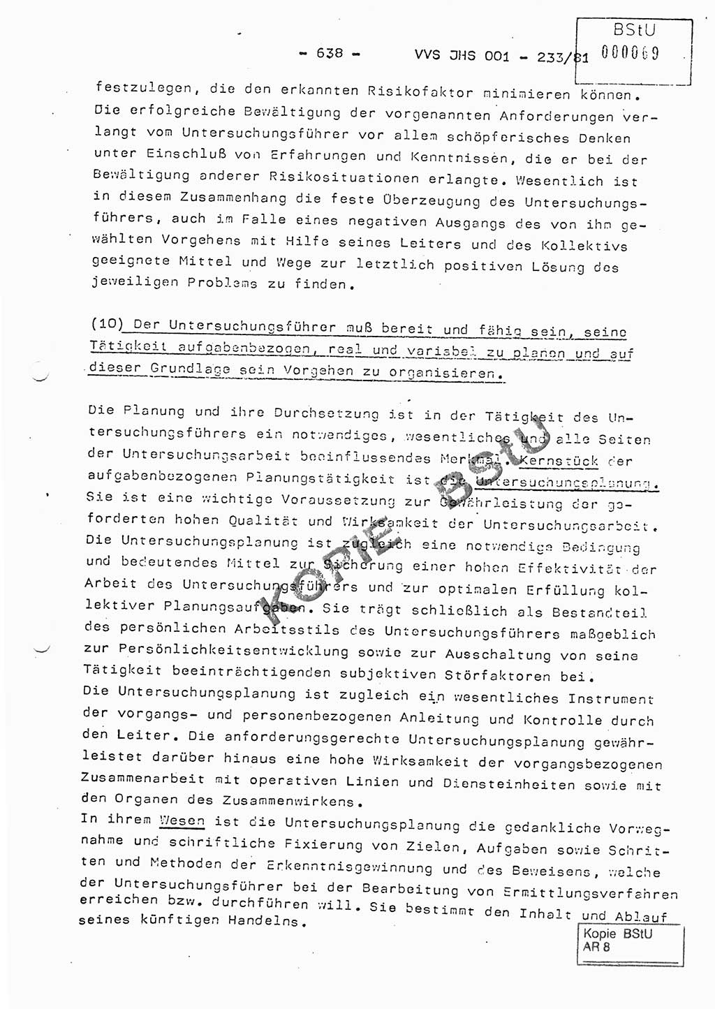 Dissertation Oberstleutnant Horst Zank (JHS), Oberstleutnant Dr. Karl-Heinz Knoblauch (JHS), Oberstleutnant Gustav-Adolf Kowalewski (HA Ⅸ), Oberstleutnant Wolfgang Plötner (HA Ⅸ), Ministerium für Staatssicherheit (MfS) [Deutsche Demokratische Republik (DDR)], Juristische Hochschule (JHS), Vertrauliche Verschlußsache (VVS) o001-233/81, Potsdam 1981, Blatt 638 (Diss. MfS DDR JHS VVS o001-233/81 1981, Bl. 638)