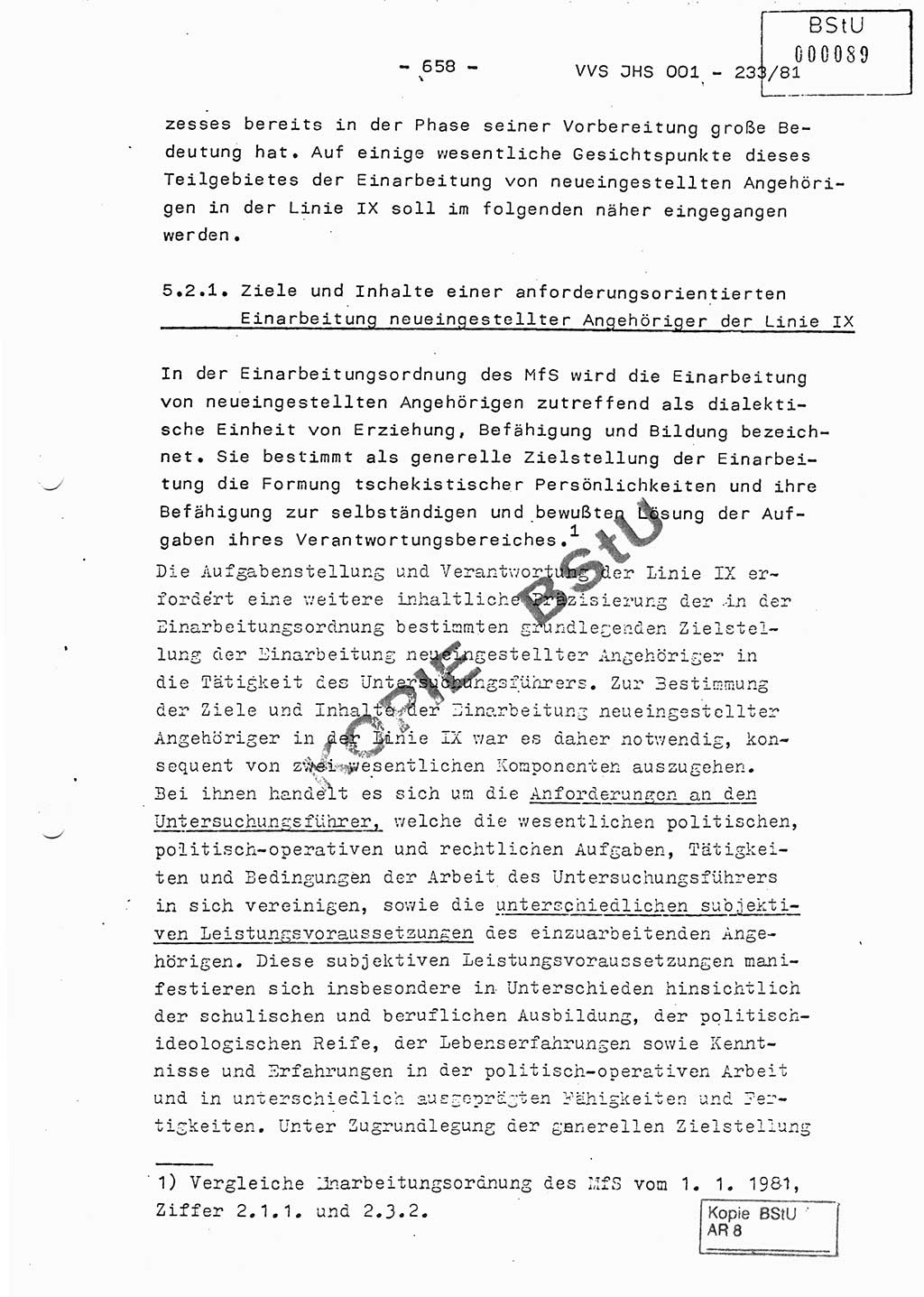 Dissertation Oberstleutnant Horst Zank (JHS), Oberstleutnant Dr. Karl-Heinz Knoblauch (JHS), Oberstleutnant Gustav-Adolf Kowalewski (HA Ⅸ), Oberstleutnant Wolfgang Plötner (HA Ⅸ), Ministerium für Staatssicherheit (MfS) [Deutsche Demokratische Republik (DDR)], Juristische Hochschule (JHS), Vertrauliche Verschlußsache (VVS) o001-233/81, Potsdam 1981, Blatt 658 (Diss. MfS DDR JHS VVS o001-233/81 1981, Bl. 658)