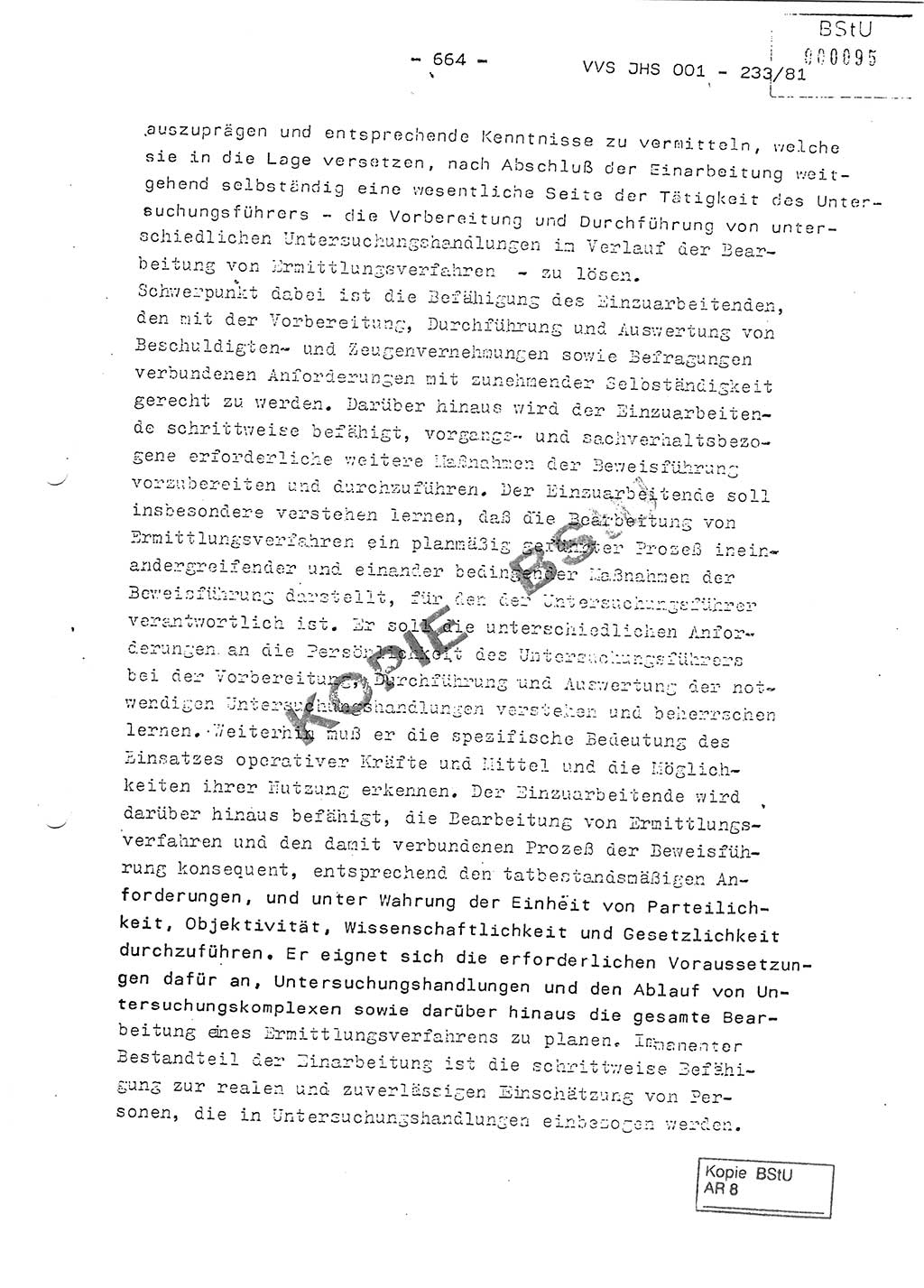 Dissertation Oberstleutnant Horst Zank (JHS), Oberstleutnant Dr. Karl-Heinz Knoblauch (JHS), Oberstleutnant Gustav-Adolf Kowalewski (HA Ⅸ), Oberstleutnant Wolfgang Plötner (HA Ⅸ), Ministerium für Staatssicherheit (MfS) [Deutsche Demokratische Republik (DDR)], Juristische Hochschule (JHS), Vertrauliche Verschlußsache (VVS) o001-233/81, Potsdam 1981, Blatt 664 (Diss. MfS DDR JHS VVS o001-233/81 1981, Bl. 664)