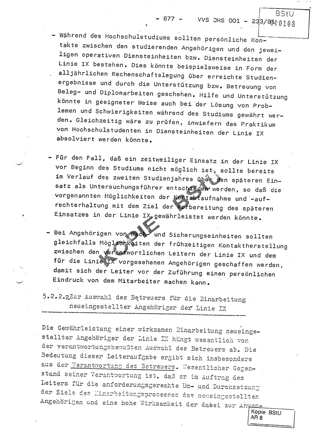 Dissertation Oberstleutnant Horst Zank (JHS), Oberstleutnant Dr. Karl-Heinz Knoblauch (JHS), Oberstleutnant Gustav-Adolf Kowalewski (HA Ⅸ), Oberstleutnant Wolfgang Plötner (HA Ⅸ), Ministerium für Staatssicherheit (MfS) [Deutsche Demokratische Republik (DDR)], Juristische Hochschule (JHS), Vertrauliche Verschlußsache (VVS) o001-233/81, Potsdam 1981, Blatt 677 (Diss. MfS DDR JHS VVS o001-233/81 1981, Bl. 677)