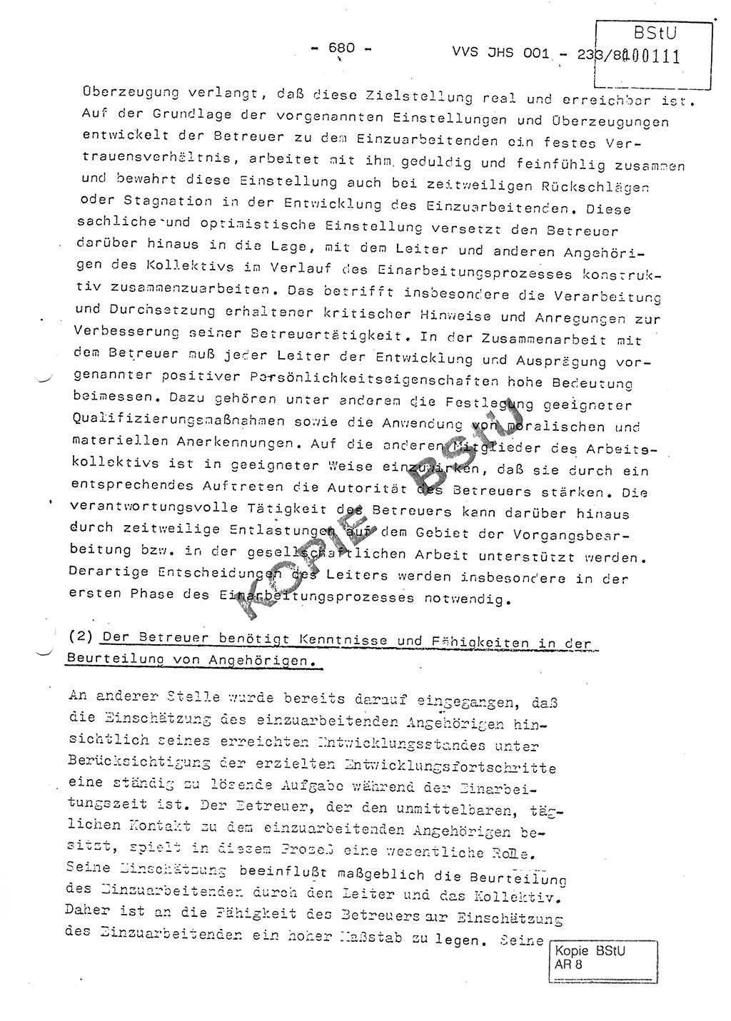 Dissertation Oberstleutnant Horst Zank (JHS), Oberstleutnant Dr. Karl-Heinz Knoblauch (JHS), Oberstleutnant Gustav-Adolf Kowalewski (HA Ⅸ), Oberstleutnant Wolfgang Plötner (HA Ⅸ), Ministerium für Staatssicherheit (MfS) [Deutsche Demokratische Republik (DDR)], Juristische Hochschule (JHS), Vertrauliche Verschlußsache (VVS) o001-233/81, Potsdam 1981, Blatt 680 (Diss. MfS DDR JHS VVS o001-233/81 1981, Bl. 680)