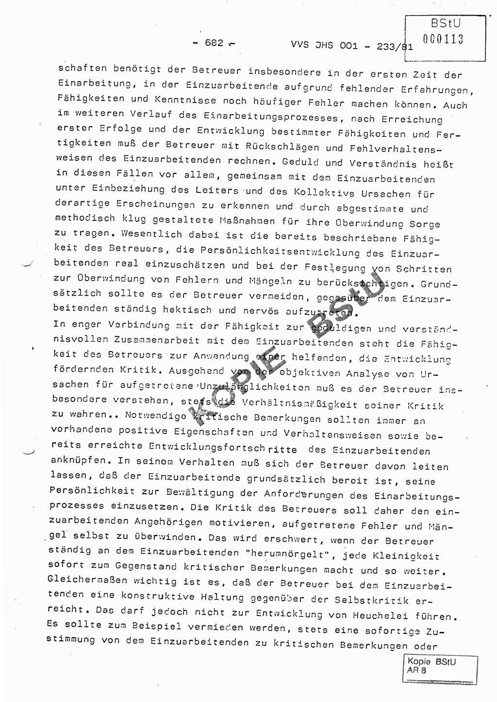 Dissertation Oberstleutnant Horst Zank (JHS), Oberstleutnant Dr. Karl-Heinz Knoblauch (JHS), Oberstleutnant Gustav-Adolf Kowalewski (HA Ⅸ), Oberstleutnant Wolfgang Plötner (HA Ⅸ), Ministerium für Staatssicherheit (MfS) [Deutsche Demokratische Republik (DDR)], Juristische Hochschule (JHS), Vertrauliche Verschlußsache (VVS) o001-233/81, Potsdam 1981, Blatt 682 (Diss. MfS DDR JHS VVS o001-233/81 1981, Bl. 682)