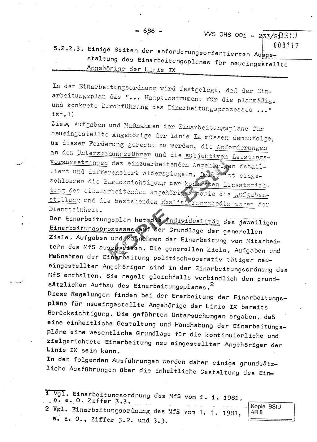 Dissertation Oberstleutnant Horst Zank (JHS), Oberstleutnant Dr. Karl-Heinz Knoblauch (JHS), Oberstleutnant Gustav-Adolf Kowalewski (HA Ⅸ), Oberstleutnant Wolfgang Plötner (HA Ⅸ), Ministerium für Staatssicherheit (MfS) [Deutsche Demokratische Republik (DDR)], Juristische Hochschule (JHS), Vertrauliche Verschlußsache (VVS) o001-233/81, Potsdam 1981, Blatt 686 (Diss. MfS DDR JHS VVS o001-233/81 1981, Bl. 686)