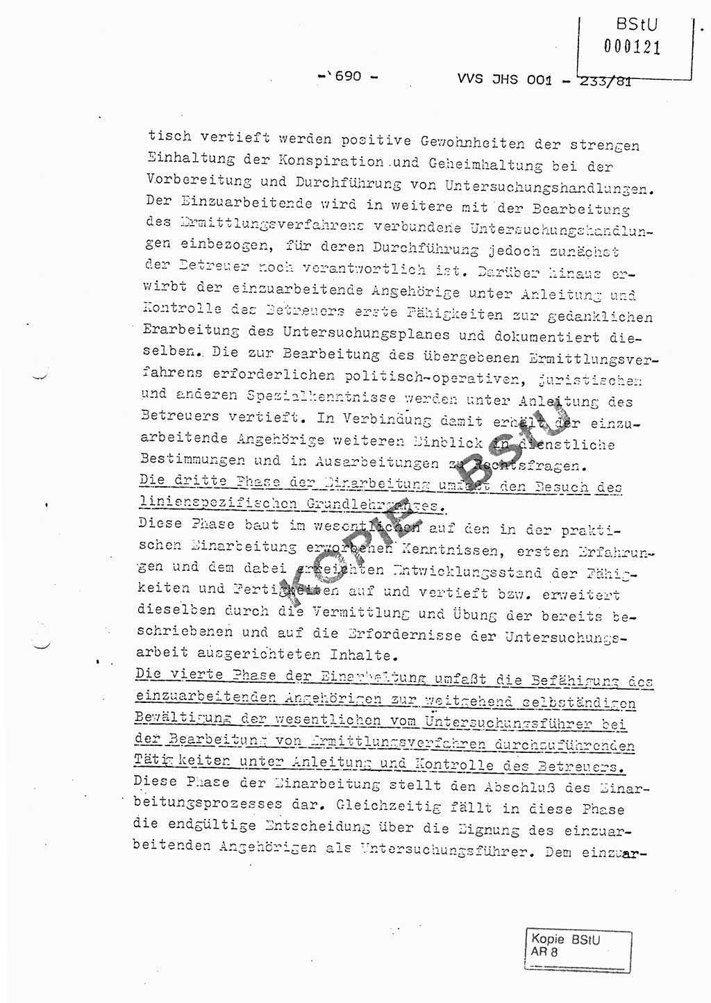 Dissertation Oberstleutnant Horst Zank (JHS), Oberstleutnant Dr. Karl-Heinz Knoblauch (JHS), Oberstleutnant Gustav-Adolf Kowalewski (HA Ⅸ), Oberstleutnant Wolfgang Plötner (HA Ⅸ), Ministerium für Staatssicherheit (MfS) [Deutsche Demokratische Republik (DDR)], Juristische Hochschule (JHS), Vertrauliche Verschlußsache (VVS) o001-233/81, Potsdam 1981, Blatt 690 (Diss. MfS DDR JHS VVS o001-233/81 1981, Bl. 690)
