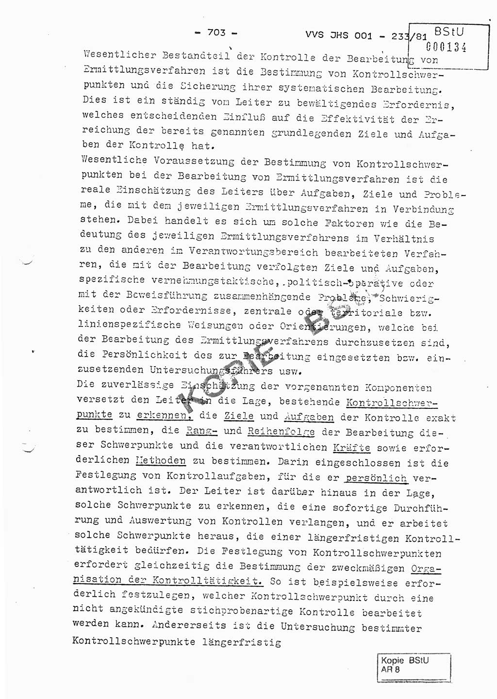 Dissertation Oberstleutnant Horst Zank (JHS), Oberstleutnant Dr. Karl-Heinz Knoblauch (JHS), Oberstleutnant Gustav-Adolf Kowalewski (HA Ⅸ), Oberstleutnant Wolfgang Plötner (HA Ⅸ), Ministerium für Staatssicherheit (MfS) [Deutsche Demokratische Republik (DDR)], Juristische Hochschule (JHS), Vertrauliche Verschlußsache (VVS) o001-233/81, Potsdam 1981, Blatt 703 (Diss. MfS DDR JHS VVS o001-233/81 1981, Bl. 703)