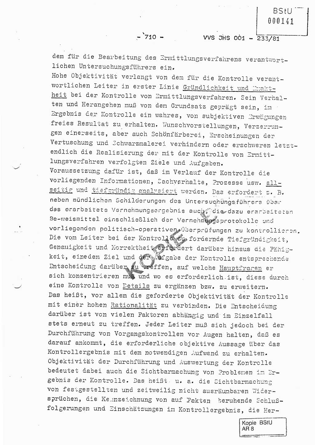 Dissertation Oberstleutnant Horst Zank (JHS), Oberstleutnant Dr. Karl-Heinz Knoblauch (JHS), Oberstleutnant Gustav-Adolf Kowalewski (HA Ⅸ), Oberstleutnant Wolfgang Plötner (HA Ⅸ), Ministerium für Staatssicherheit (MfS) [Deutsche Demokratische Republik (DDR)], Juristische Hochschule (JHS), Vertrauliche Verschlußsache (VVS) o001-233/81, Potsdam 1981, Blatt 710 (Diss. MfS DDR JHS VVS o001-233/81 1981, Bl. 710)