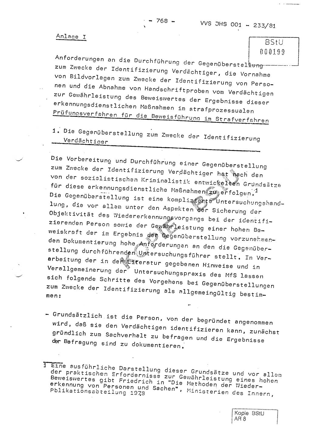 Dissertation Oberstleutnant Horst Zank (JHS), Oberstleutnant Dr. Karl-Heinz Knoblauch (JHS), Oberstleutnant Gustav-Adolf Kowalewski (HA Ⅸ), Oberstleutnant Wolfgang Plötner (HA Ⅸ), Ministerium für Staatssicherheit (MfS) [Deutsche Demokratische Republik (DDR)], Juristische Hochschule (JHS), Vertrauliche Verschlußsache (VVS) o001-233/81, Potsdam 1981, Blatt 768 (Diss. MfS DDR JHS VVS o001-233/81 1981, Bl. 768)