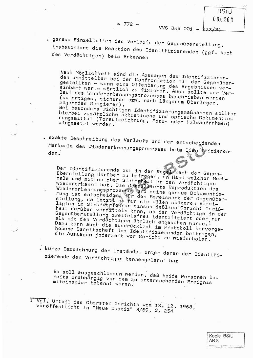 Dissertation Oberstleutnant Horst Zank (JHS), Oberstleutnant Dr. Karl-Heinz Knoblauch (JHS), Oberstleutnant Gustav-Adolf Kowalewski (HA Ⅸ), Oberstleutnant Wolfgang Plötner (HA Ⅸ), Ministerium für Staatssicherheit (MfS) [Deutsche Demokratische Republik (DDR)], Juristische Hochschule (JHS), Vertrauliche Verschlußsache (VVS) o001-233/81, Potsdam 1981, Blatt 772 (Diss. MfS DDR JHS VVS o001-233/81 1981, Bl. 772)