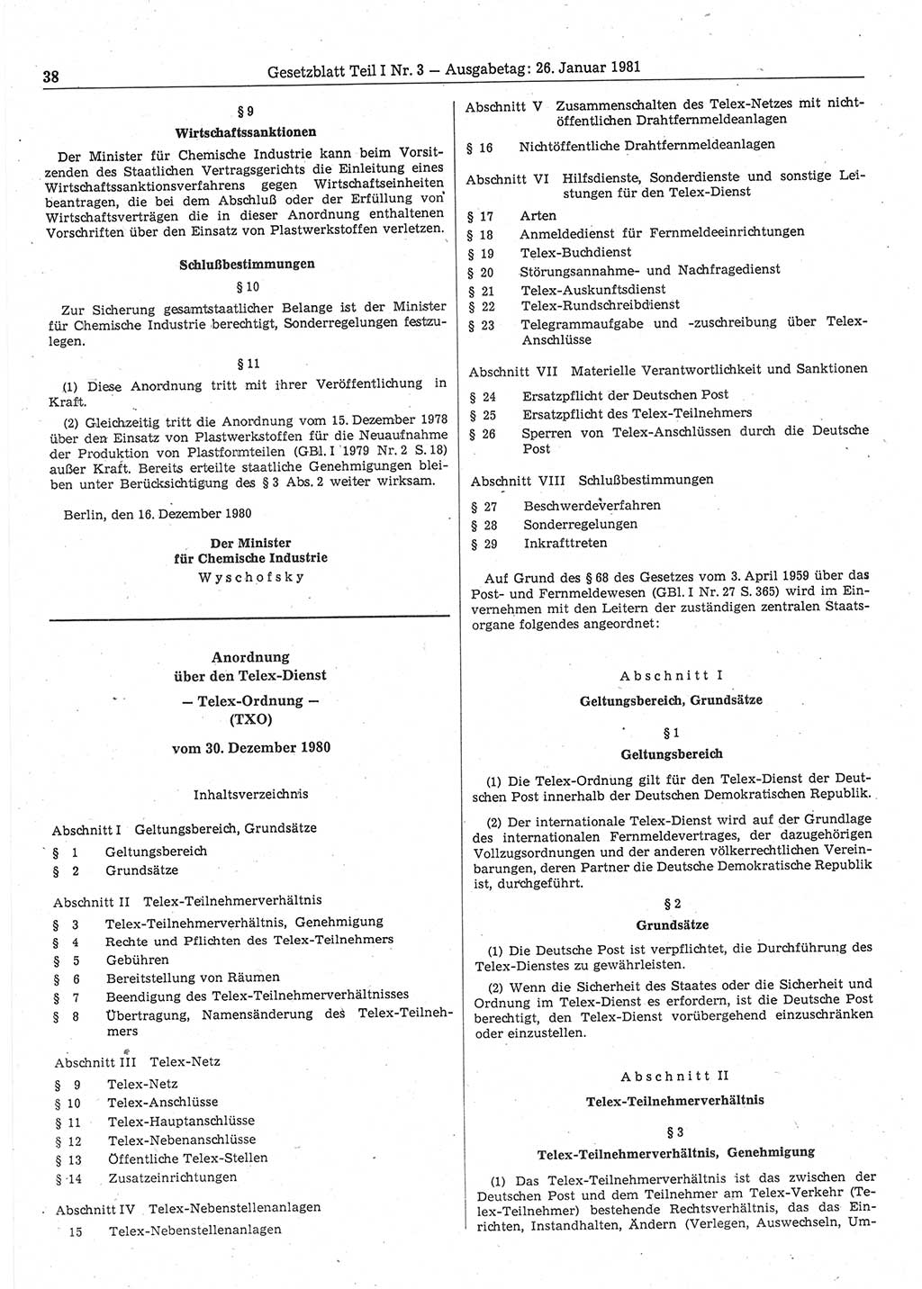 Gesetzblatt (GBl.) der Deutschen Demokratischen Republik (DDR) Teil Ⅰ 1981, Seite 38 (GBl. DDR Ⅰ 1981, S. 38)