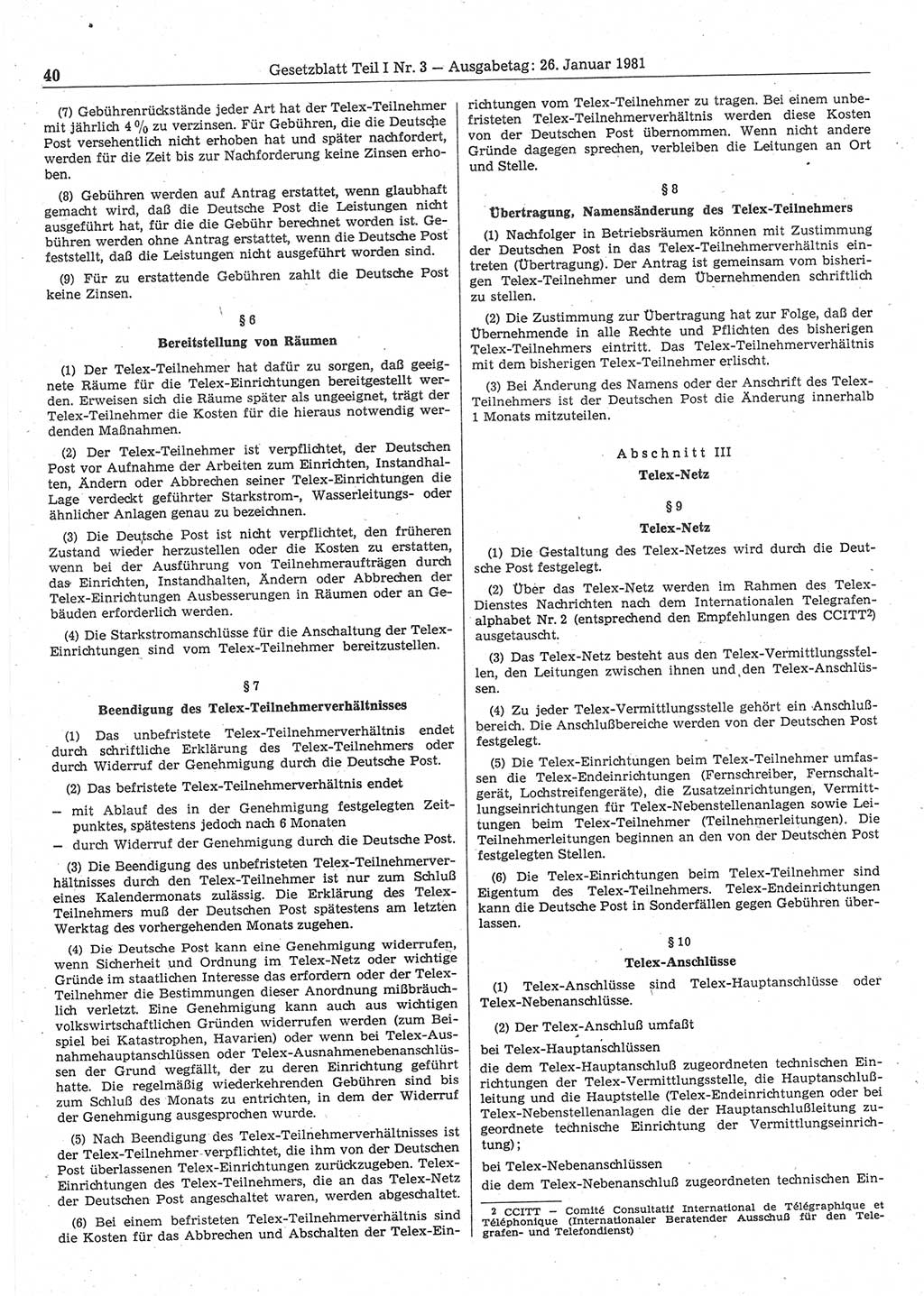 Gesetzblatt (GBl.) der Deutschen Demokratischen Republik (DDR) Teil Ⅰ 1981, Seite 40 (GBl. DDR Ⅰ 1981, S. 40)