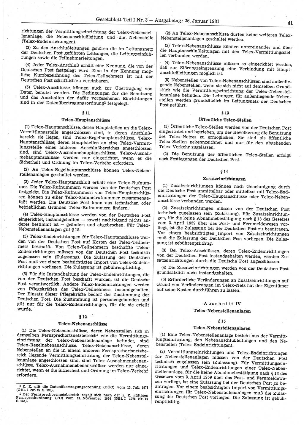 Gesetzblatt (GBl.) der Deutschen Demokratischen Republik (DDR) Teil Ⅰ 1981, Seite 41 (GBl. DDR Ⅰ 1981, S. 41)