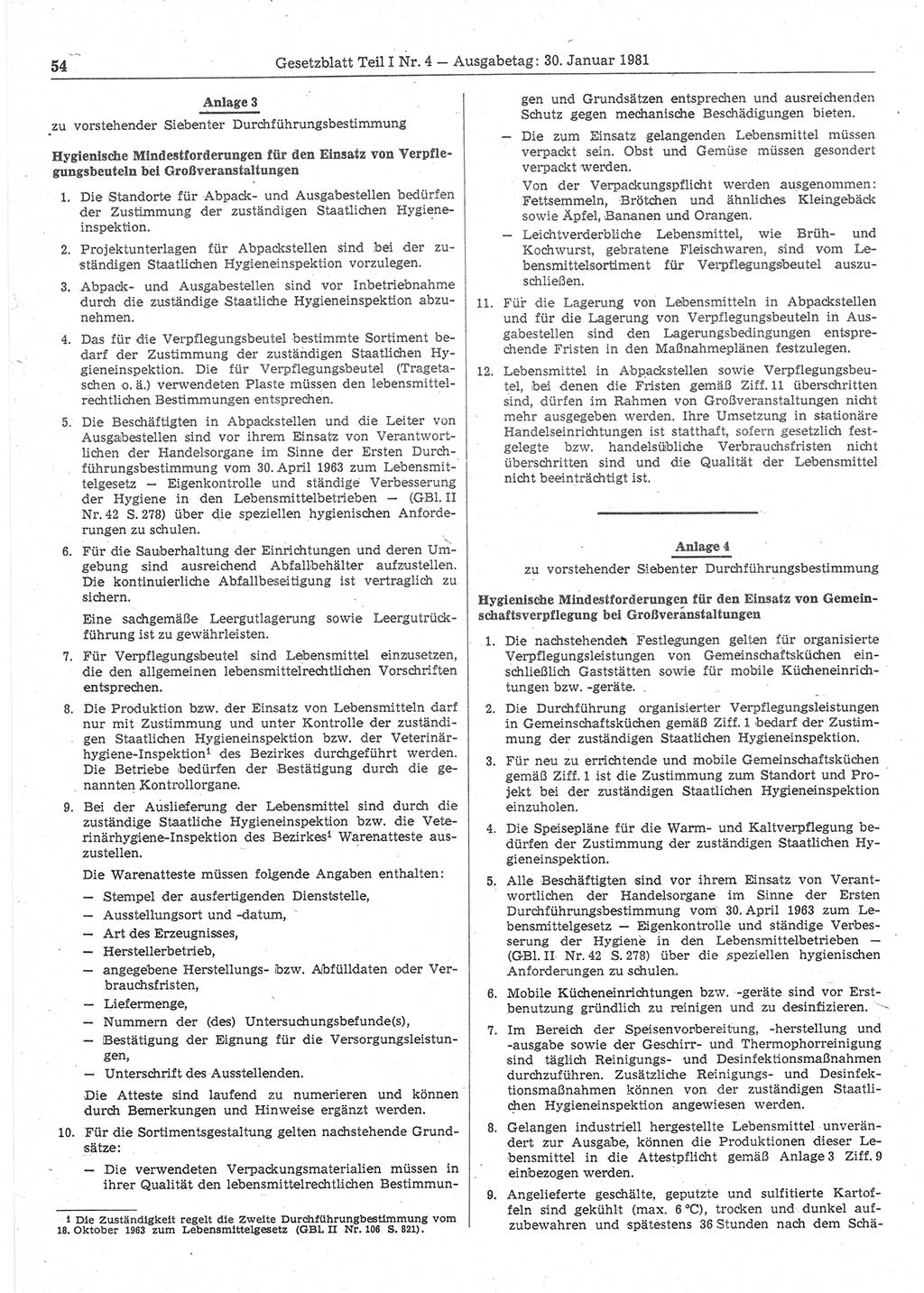 Gesetzblatt (GBl.) der Deutschen Demokratischen Republik (DDR) Teil Ⅰ 1981, Seite 54 (GBl. DDR Ⅰ 1981, S. 54)