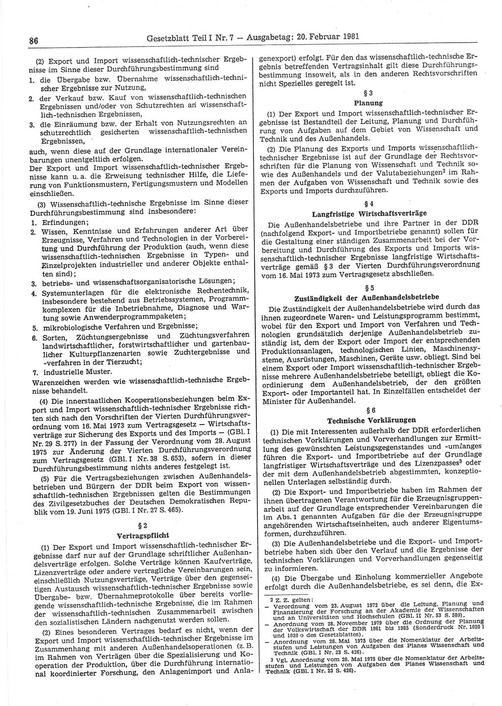 Gesetzblatt (GBl.) der Deutschen Demokratischen Republik (DDR) Teil Ⅰ 1981, Seite 86 (GBl. DDR Ⅰ 1981, S. 86)