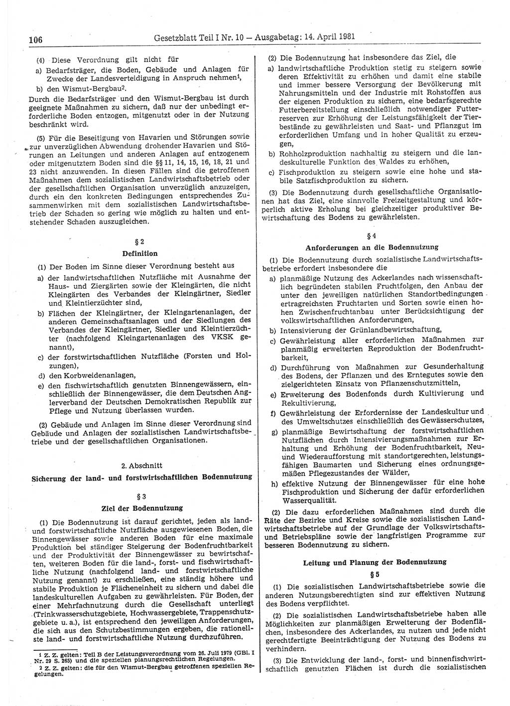 Gesetzblatt (GBl.) der Deutschen Demokratischen Republik (DDR) Teil Ⅰ 1981, Seite 106 (GBl. DDR Ⅰ 1981, S. 106)