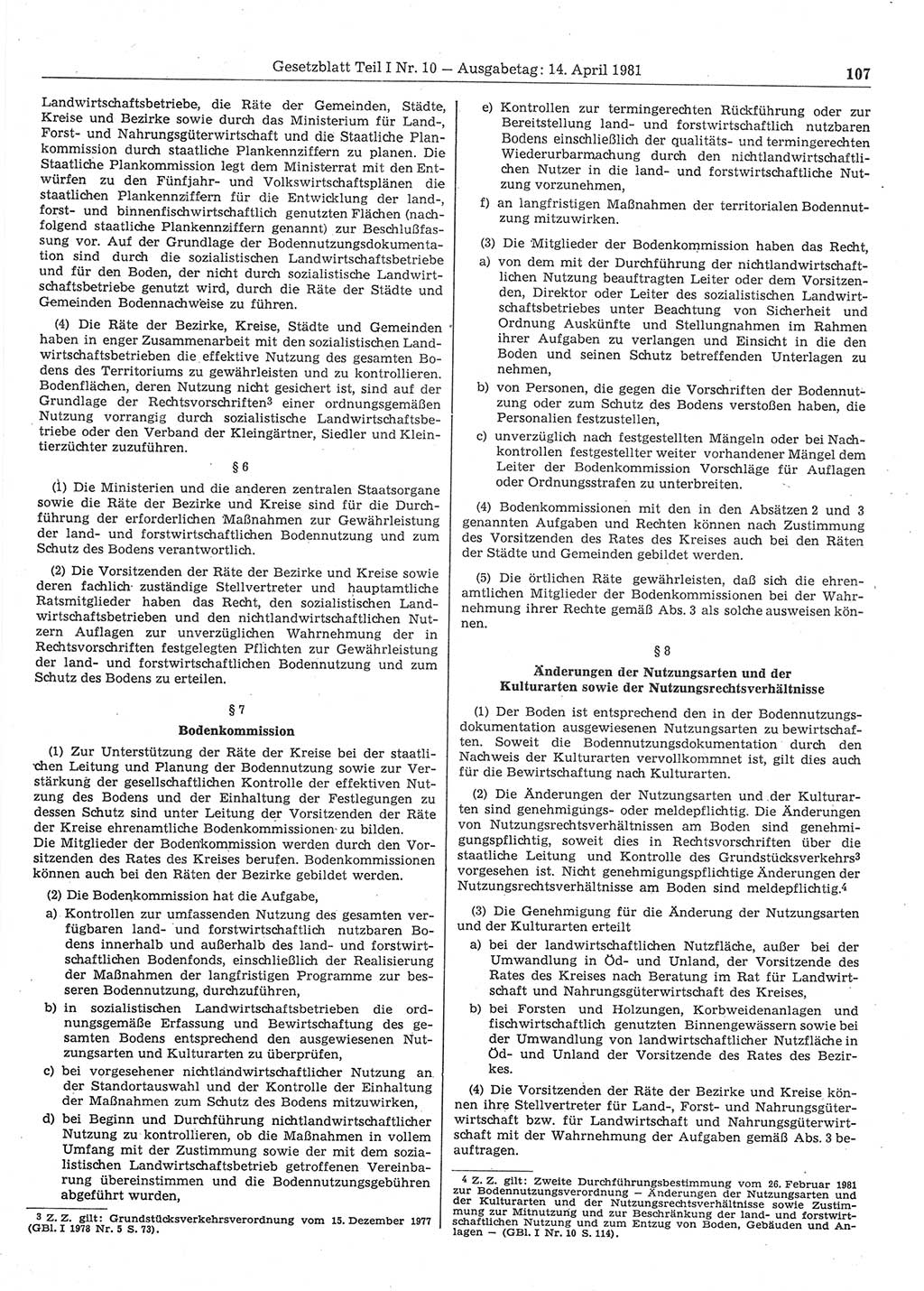 Gesetzblatt (GBl.) der Deutschen Demokratischen Republik (DDR) Teil Ⅰ 1981, Seite 107 (GBl. DDR Ⅰ 1981, S. 107)