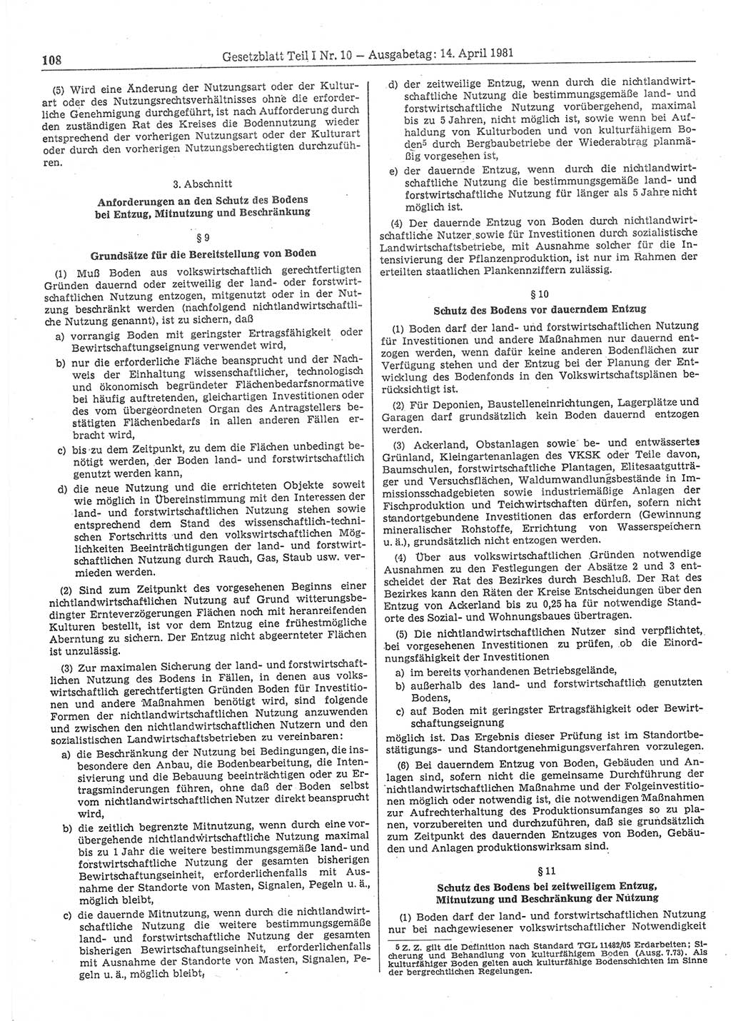 Gesetzblatt (GBl.) der Deutschen Demokratischen Republik (DDR) Teil Ⅰ 1981, Seite 108 (GBl. DDR Ⅰ 1981, S. 108)