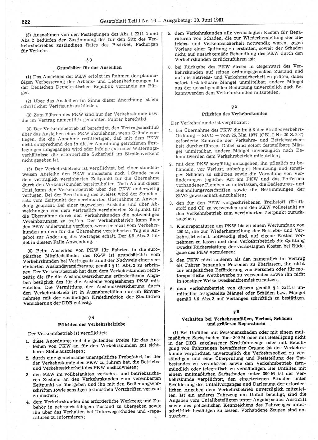 Gesetzblatt (GBl.) der Deutschen Demokratischen Republik (DDR) Teil Ⅰ 1981, Seite 222 (GBl. DDR Ⅰ 1981, S. 222)