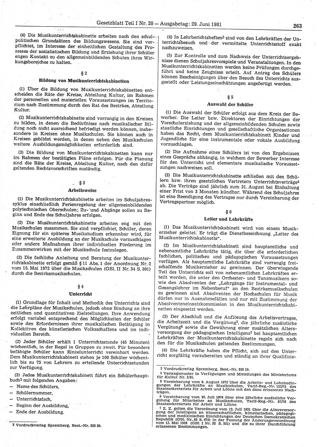 Gesetzblatt (GBl.) der Deutschen Demokratischen Republik (DDR) Teil Ⅰ 1981, Seite 263 (GBl. DDR Ⅰ 1981, S. 263)
