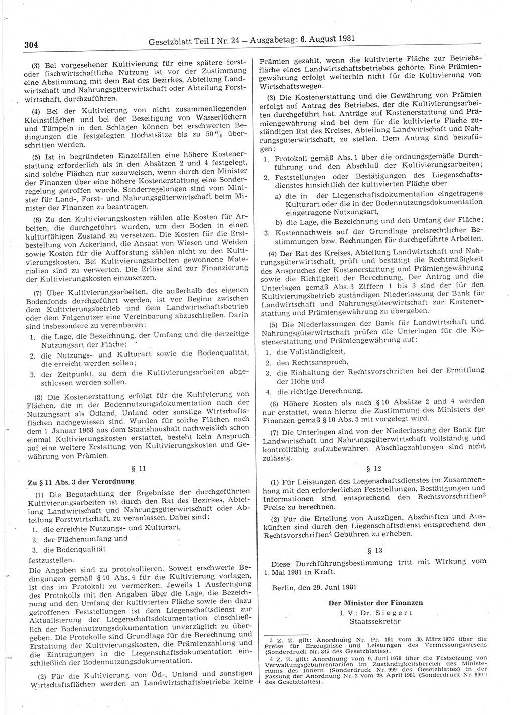 Gesetzblatt (GBl.) der Deutschen Demokratischen Republik (DDR) Teil Ⅰ 1981, Seite 304 (GBl. DDR Ⅰ 1981, S. 304)