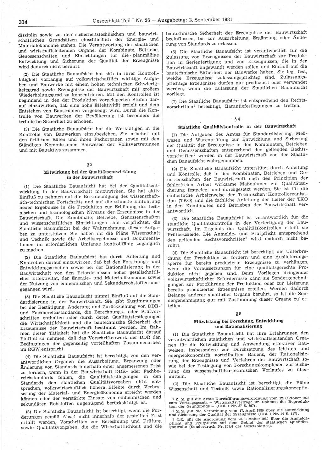Gesetzblatt (GBl.) der Deutschen Demokratischen Republik (DDR) Teil Ⅰ 1981, Seite 314 (GBl. DDR Ⅰ 1981, S. 314)
