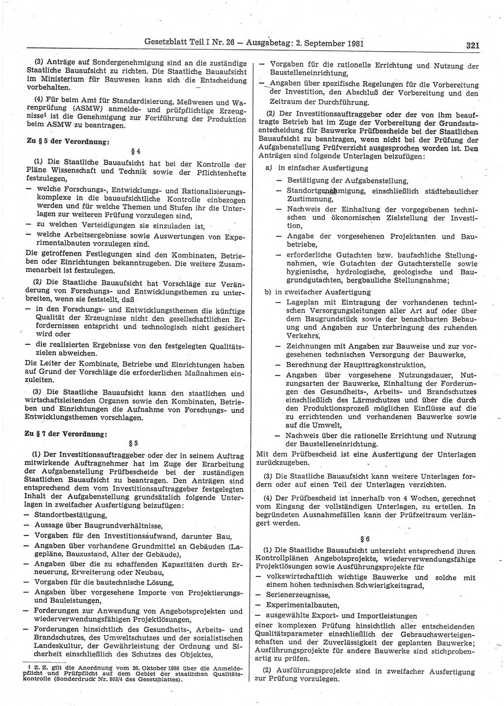 Gesetzblatt (GBl.) der Deutschen Demokratischen Republik (DDR) Teil Ⅰ 1981, Seite 321 (GBl. DDR Ⅰ 1981, S. 321)