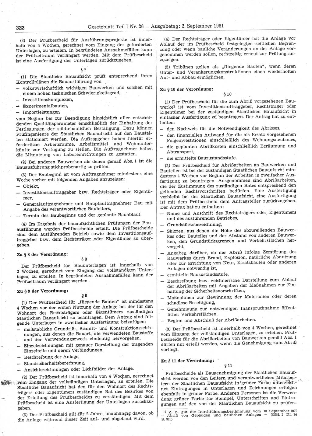 Gesetzblatt (GBl.) der Deutschen Demokratischen Republik (DDR) Teil Ⅰ 1981, Seite 322 (GBl. DDR Ⅰ 1981, S. 322)