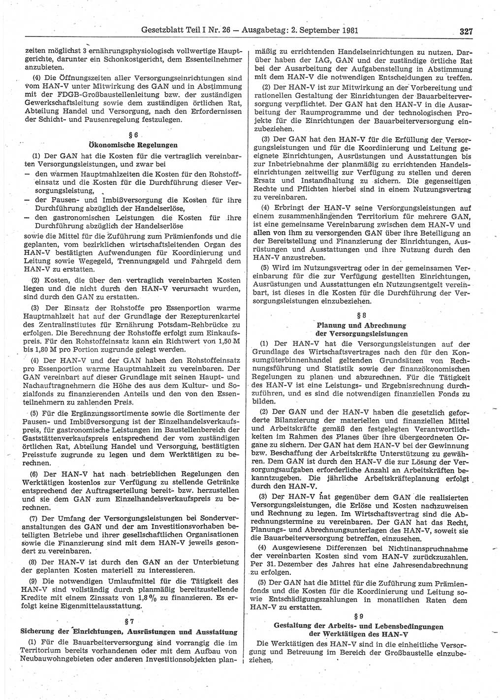 Gesetzblatt (GBl.) der Deutschen Demokratischen Republik (DDR) Teil Ⅰ 1981, Seite 327 (GBl. DDR Ⅰ 1981, S. 327)