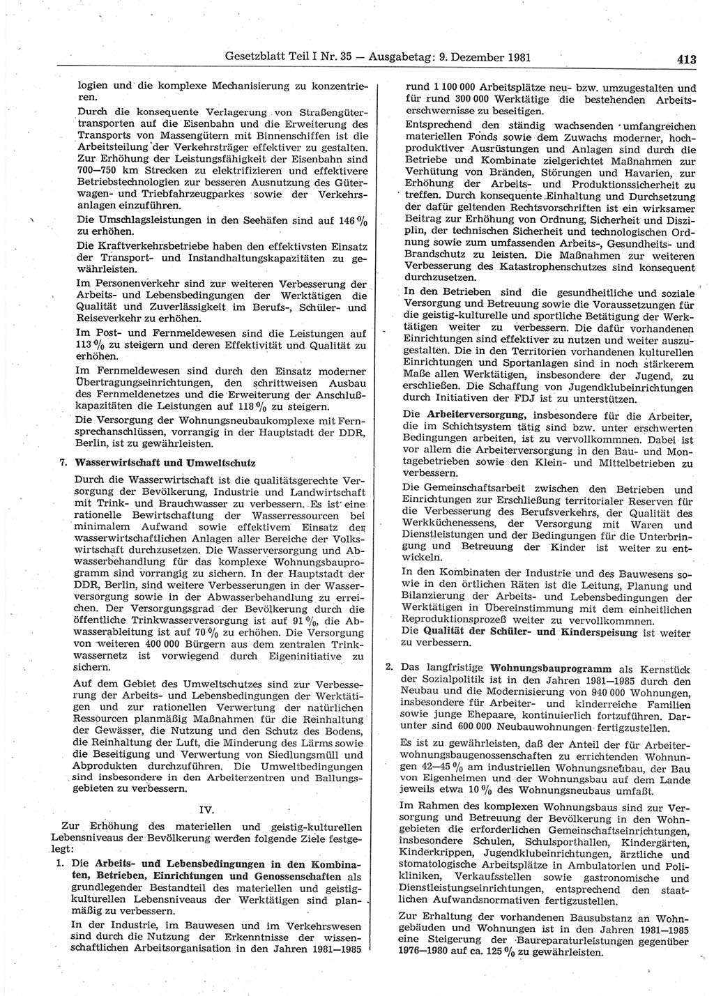 Gesetzblatt (GBl.) der Deutschen Demokratischen Republik (DDR) Teil Ⅰ 1981, Seite 413 (GBl. DDR Ⅰ 1981, S. 413)