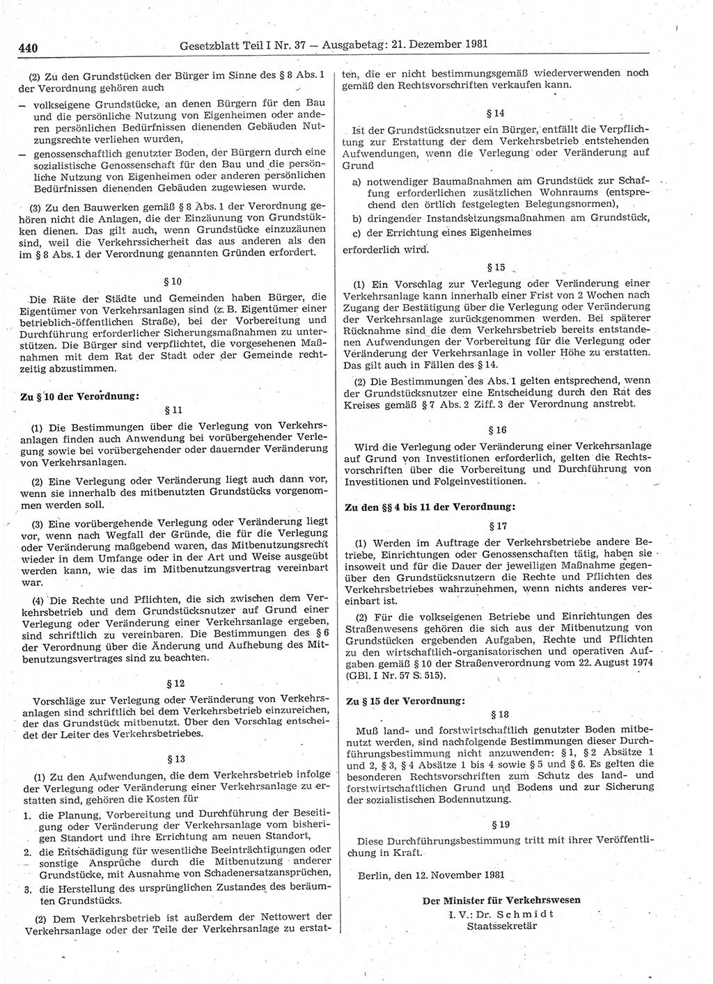 Gesetzblatt (GBl.) der Deutschen Demokratischen Republik (DDR) Teil Ⅰ 1981, Seite 440 (GBl. DDR Ⅰ 1981, S. 440)