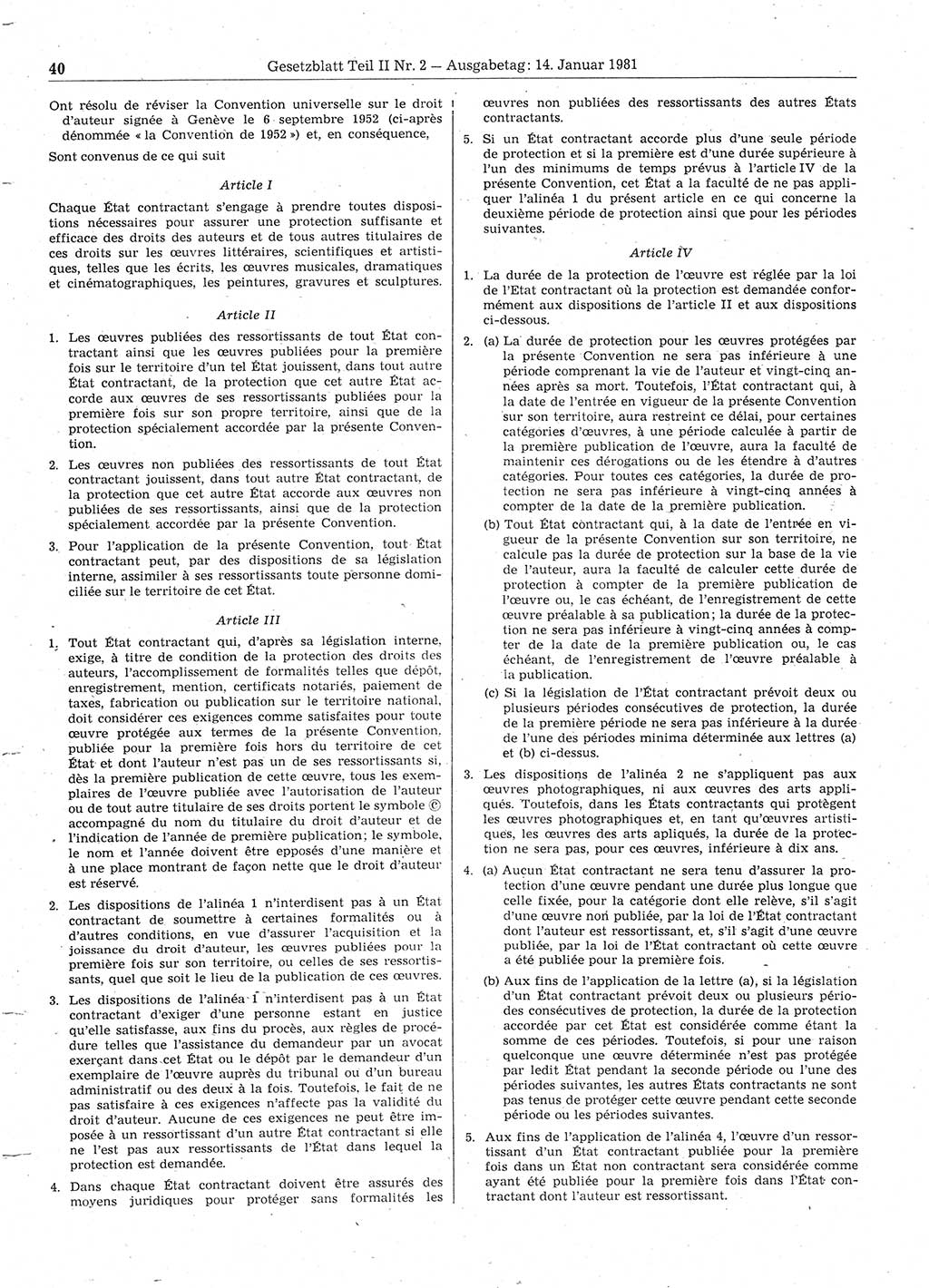 Gesetzblatt (GBl.) der Deutschen Demokratischen Republik (DDR) Teil ⅠⅠ 1981, Seite 40 (GBl. DDR ⅠⅠ 1981, S. 40)