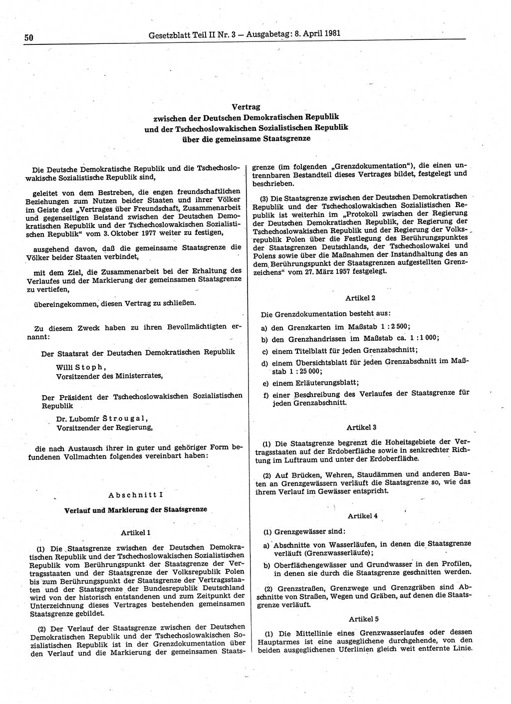Gesetzblatt (GBl.) der Deutschen Demokratischen Republik (DDR) Teil ⅠⅠ 1981, Seite 50 (GBl. DDR ⅠⅠ 1981, S. 50)