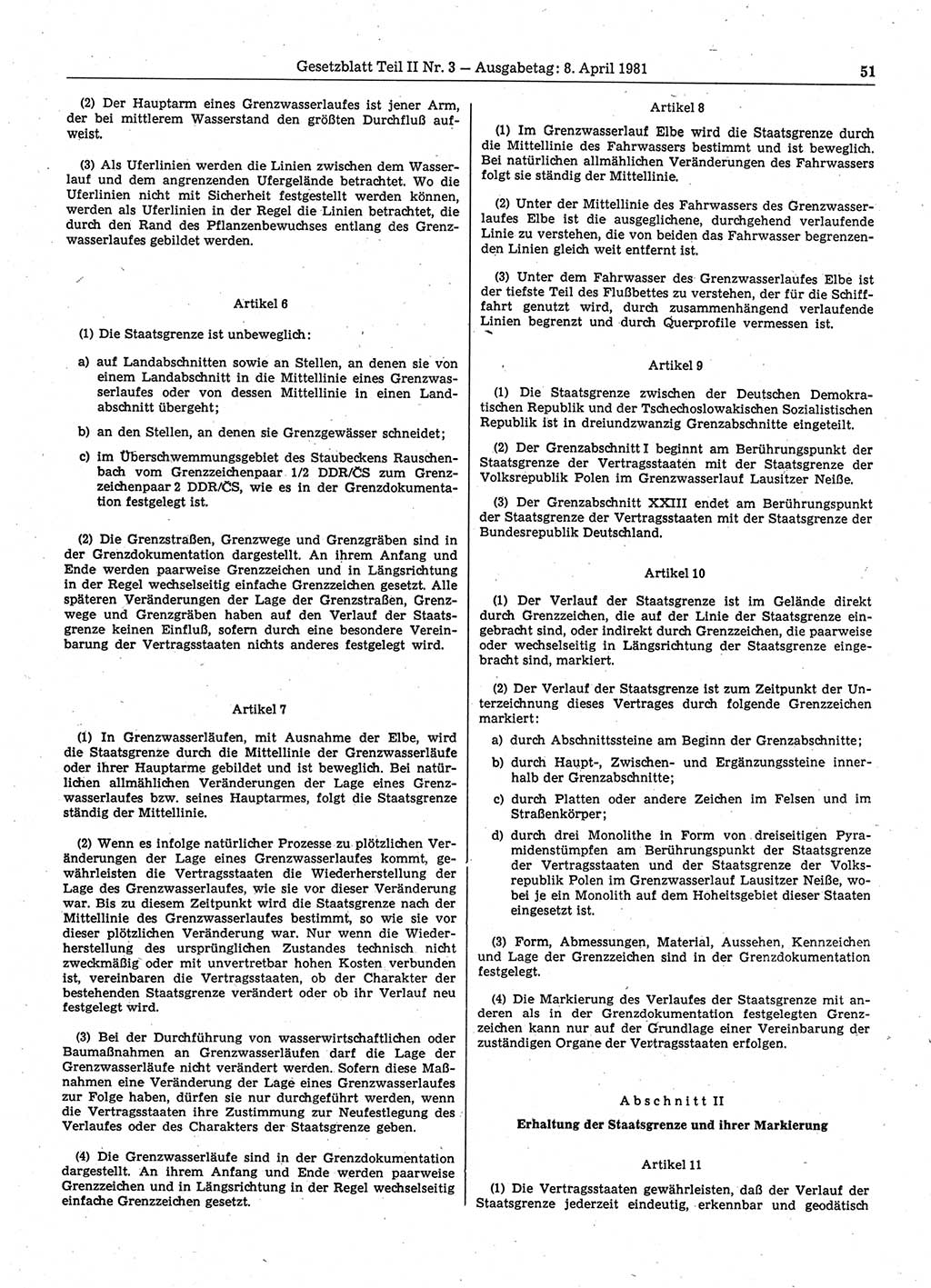 Gesetzblatt (GBl.) der Deutschen Demokratischen Republik (DDR) Teil ⅠⅠ 1981, Seite 51 (GBl. DDR ⅠⅠ 1981, S. 51)