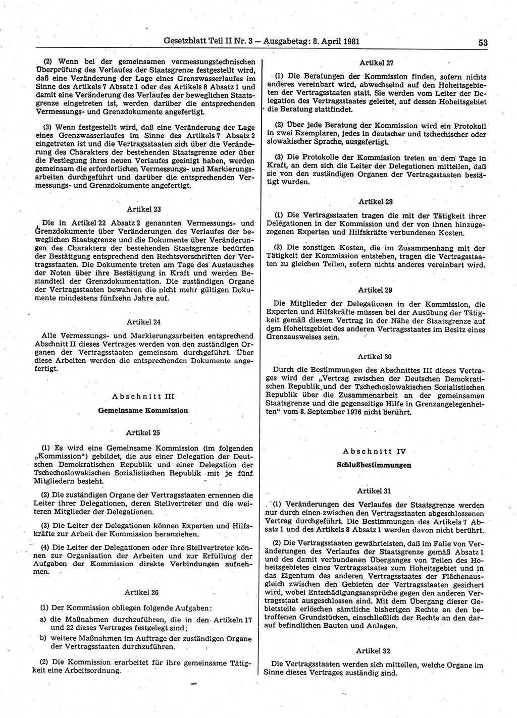 Gesetzblatt (GBl.) der Deutschen Demokratischen Republik (DDR) Teil ⅠⅠ 1981, Seite 53 (GBl. DDR ⅠⅠ 1981, S. 53)